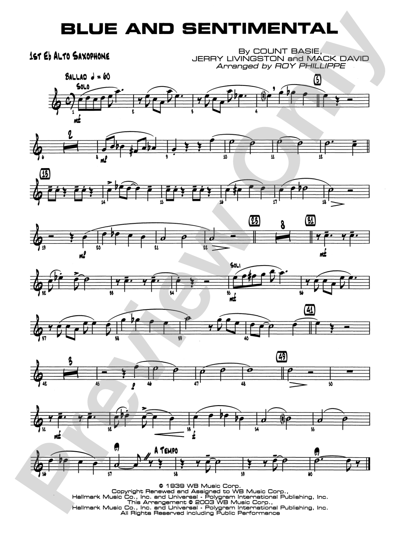Blue and Sentimental: E-flat Alto Saxophone