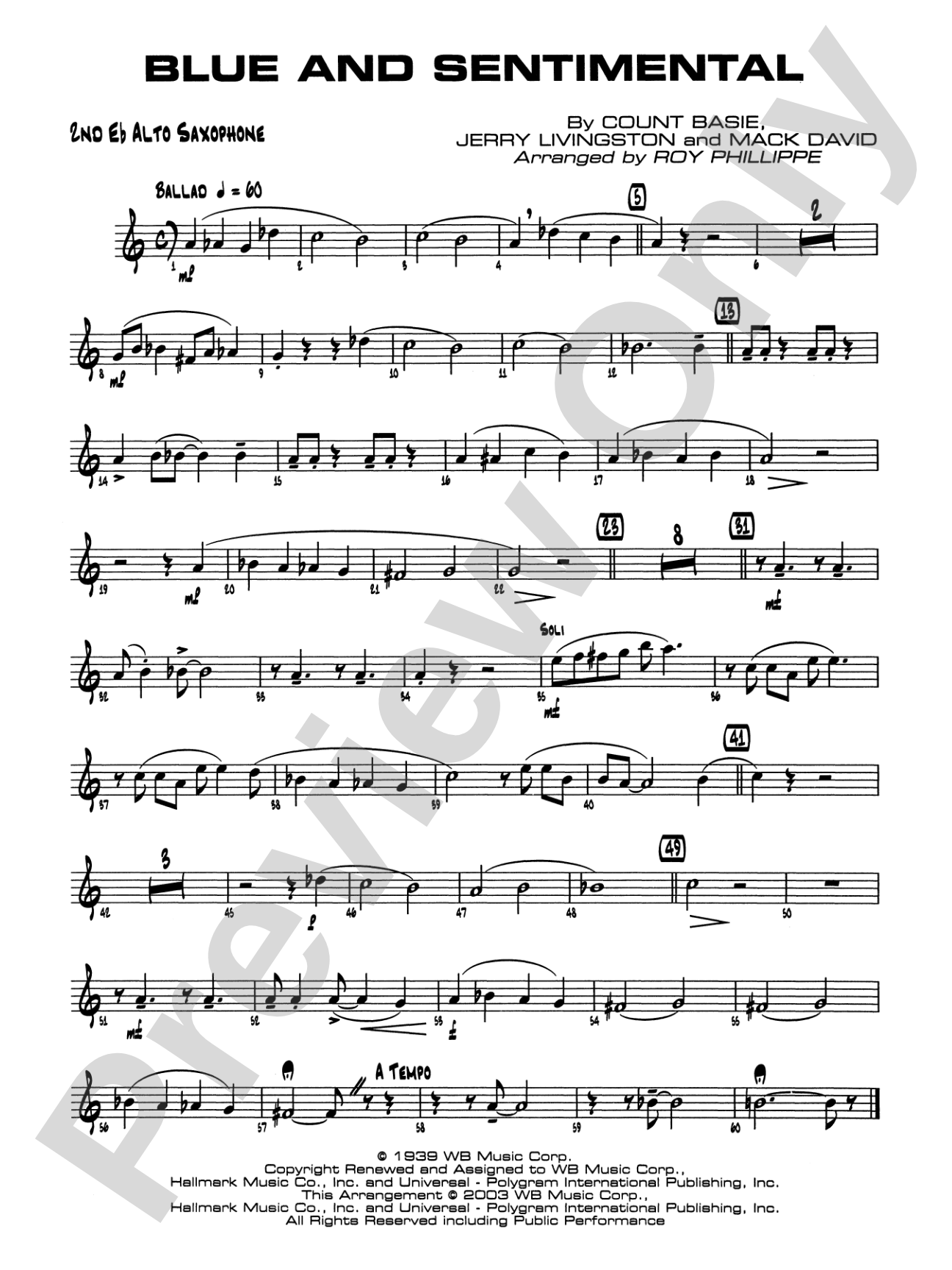 Blue and Sentimental: 2nd E-flat Alto Saxophone