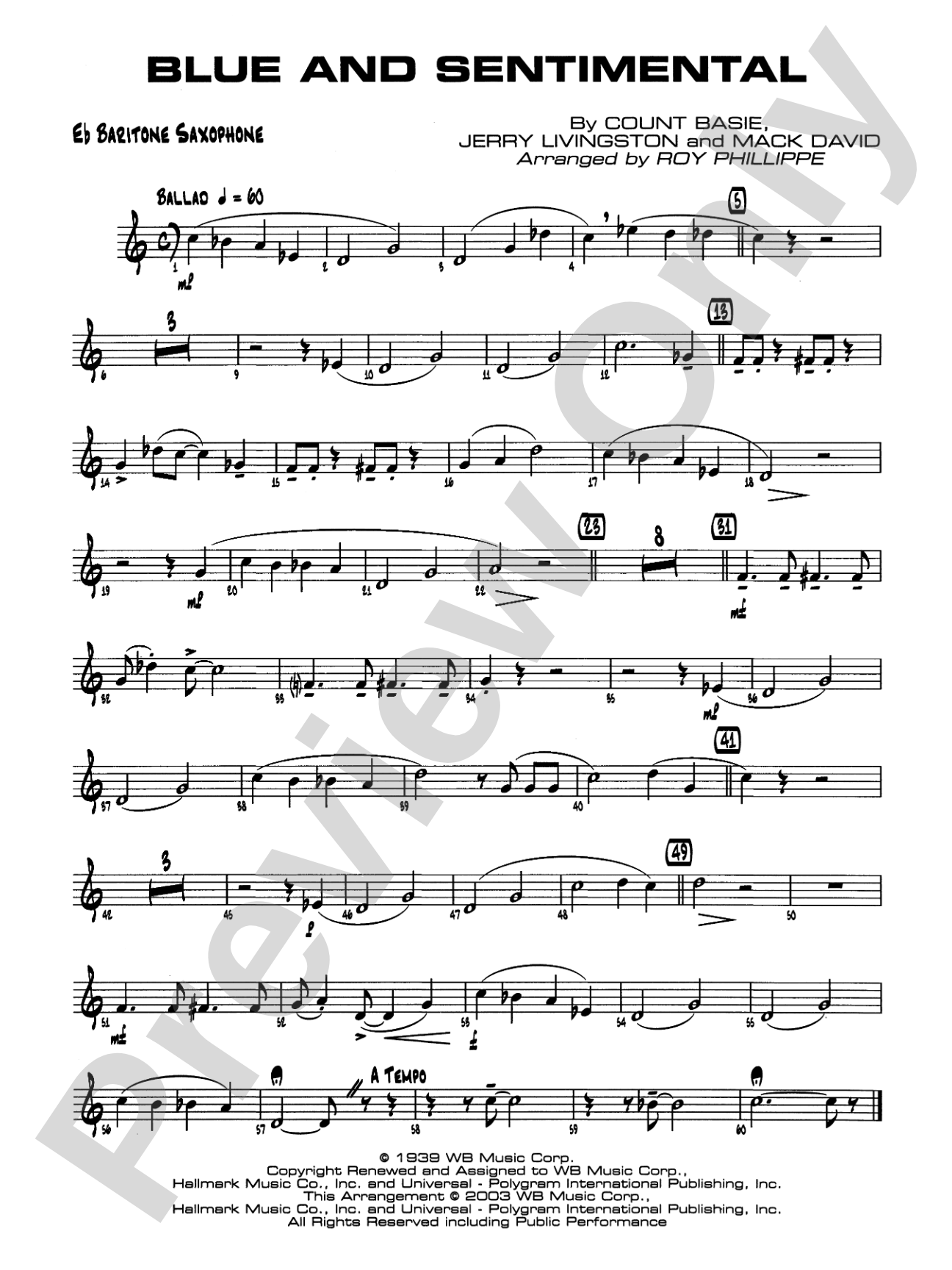 Blue and Sentimental: E-flat Baritone Saxophone