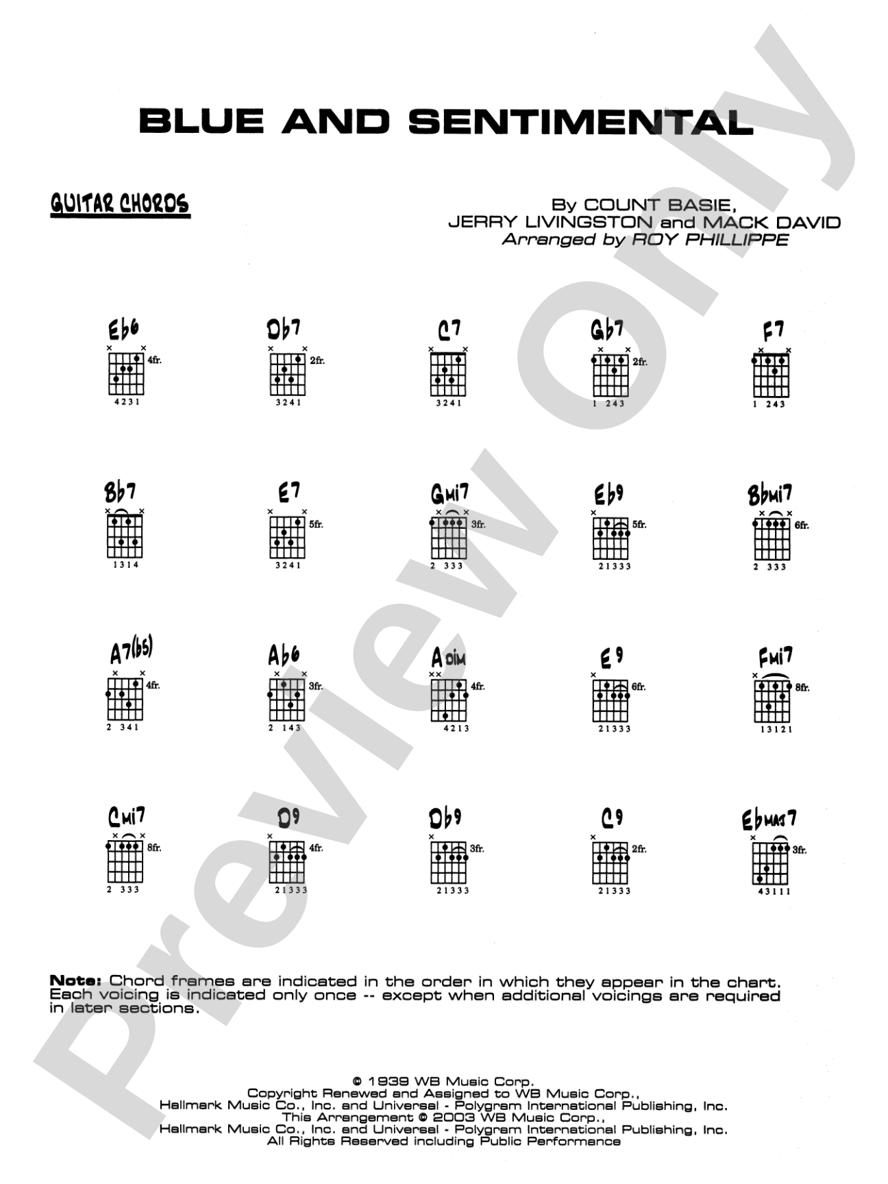 Blue and Sentimental: Guitar Chords