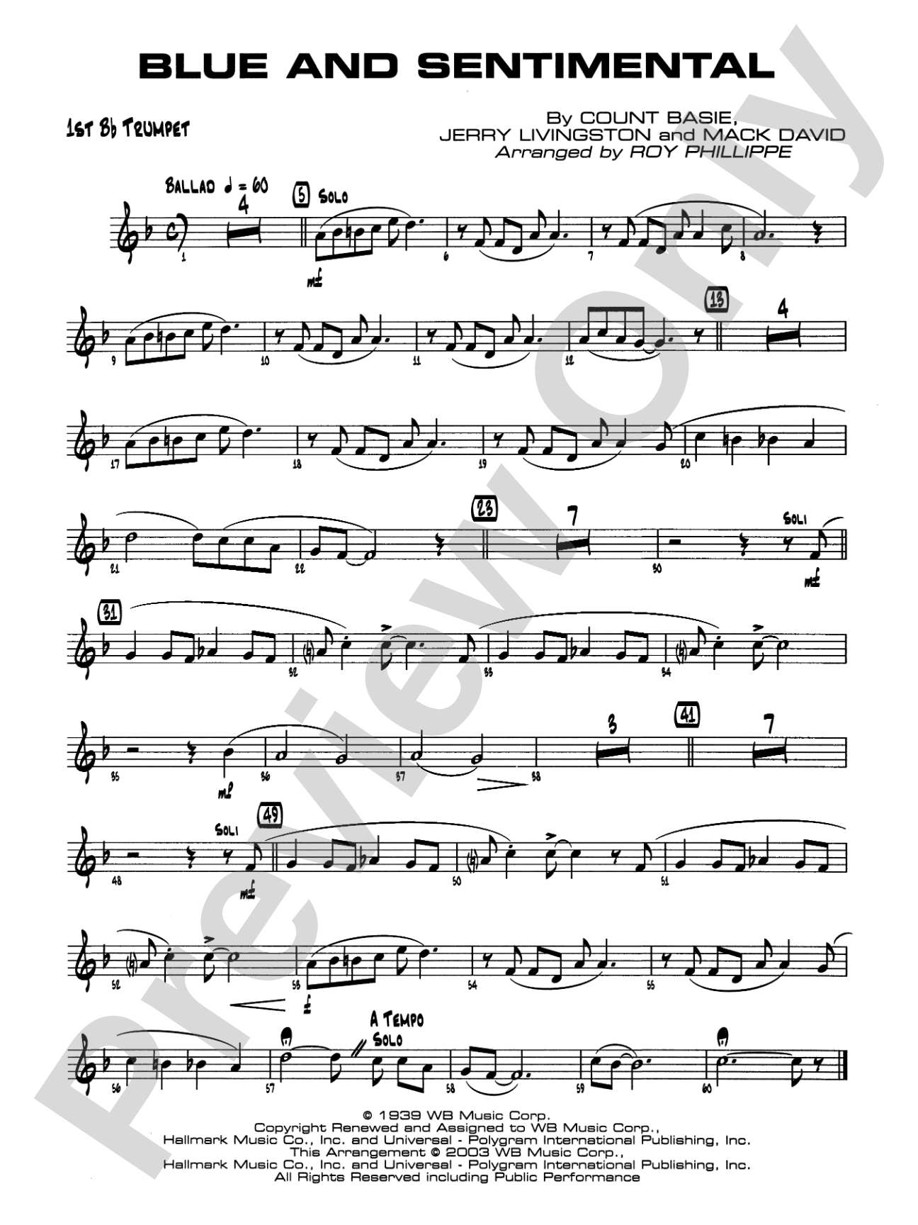 Blue and Sentimental: 1st B-flat Trumpet