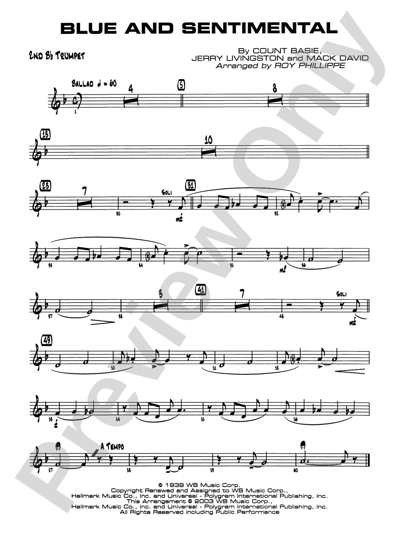 Blue and Sentimental: 2nd B-flat Trumpet