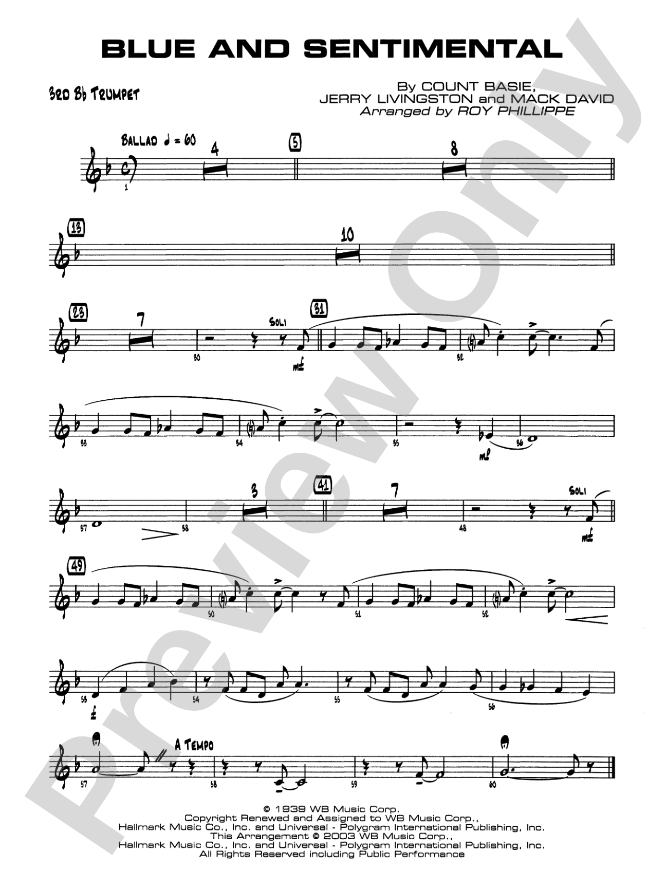 Blue and Sentimental: 3rd B-flat Trumpet