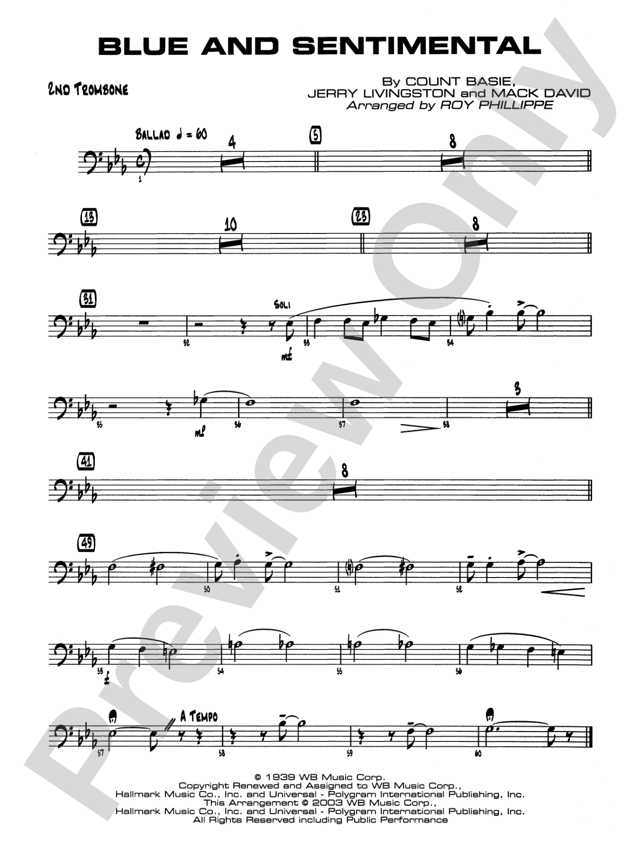 Blue and Sentimental: 2nd Trombone