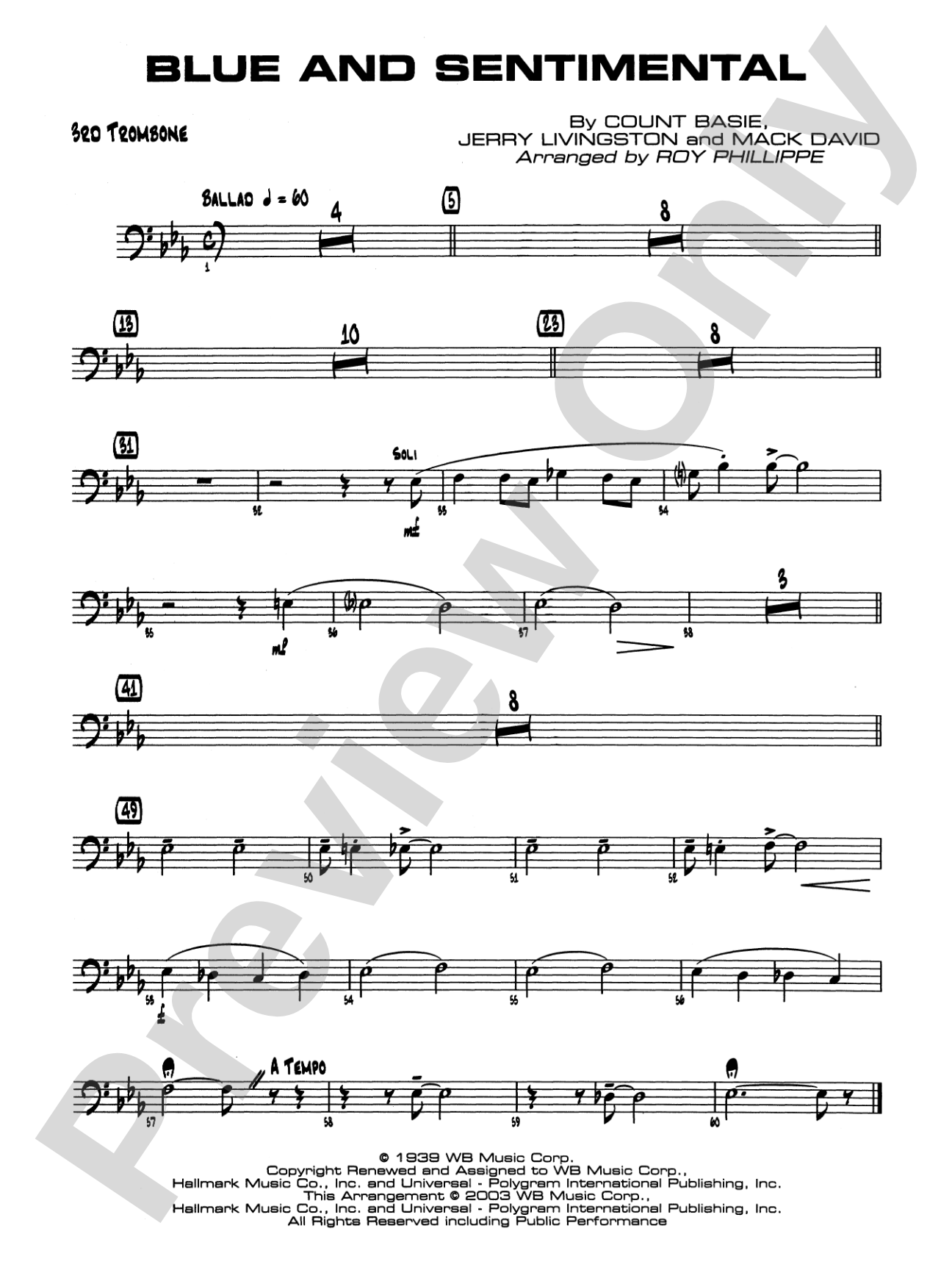 Blue and Sentimental: 3rd Trombone