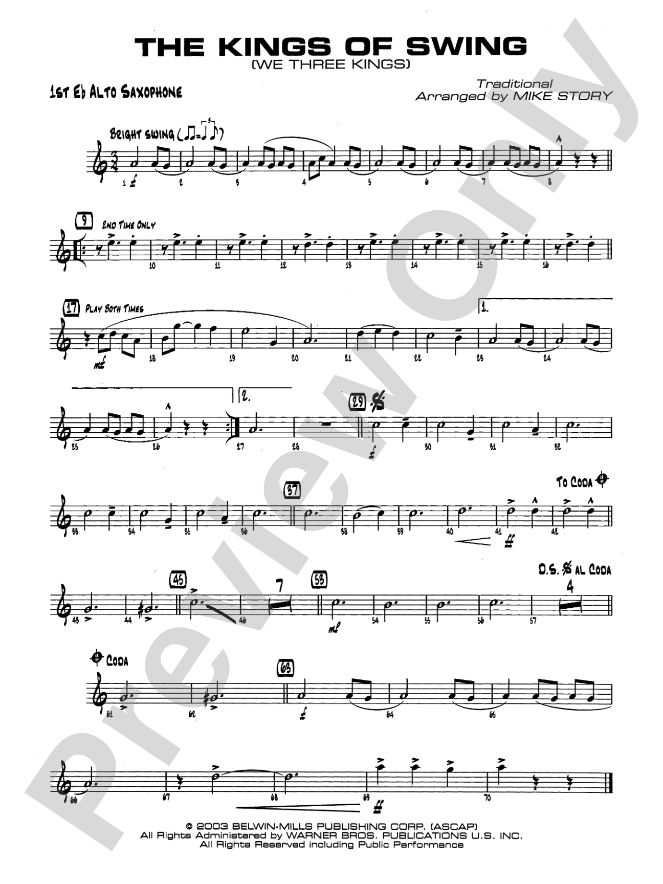 The Kings of Swing (We Three Kings): E-flat Alto Saxophone