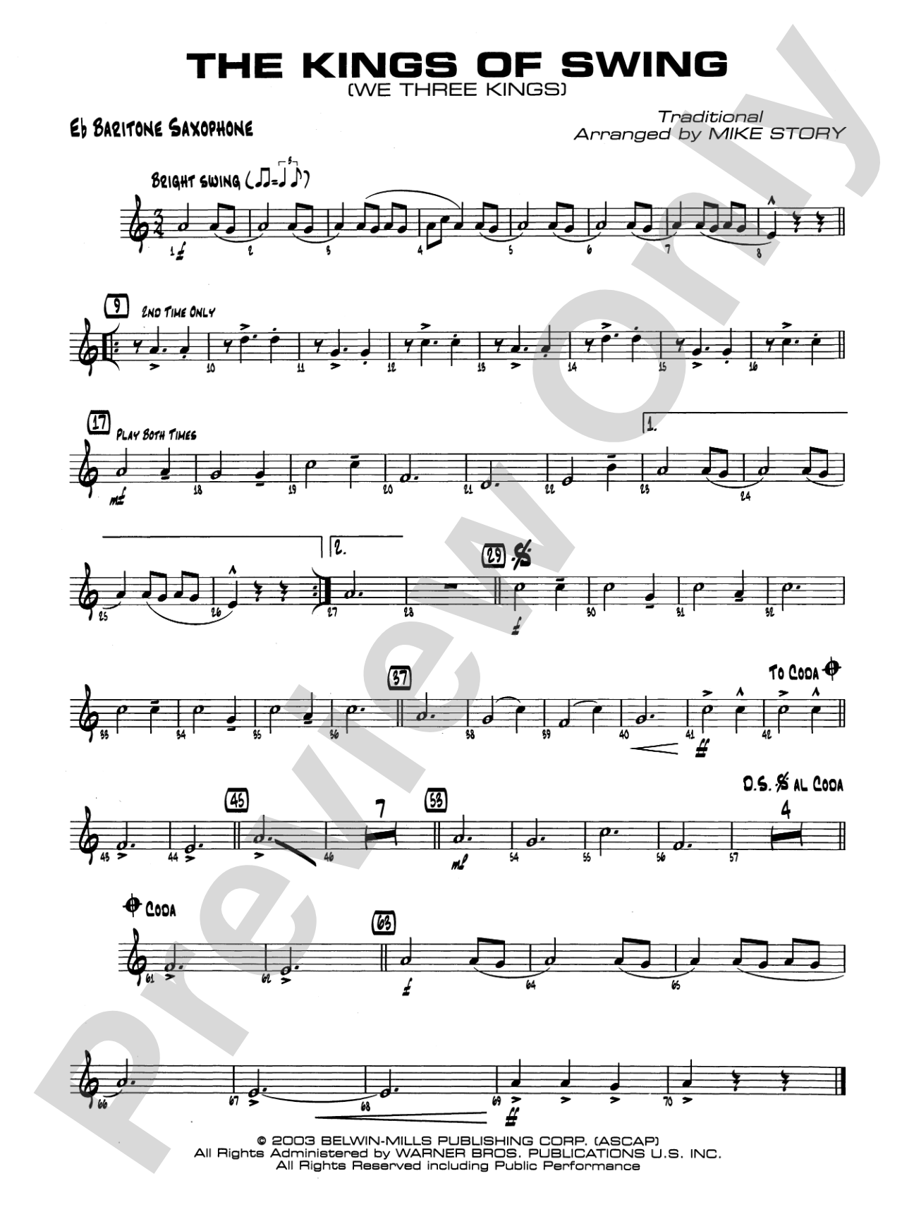 The Kings of Swing (We Three Kings): E-flat Baritone Saxophone
