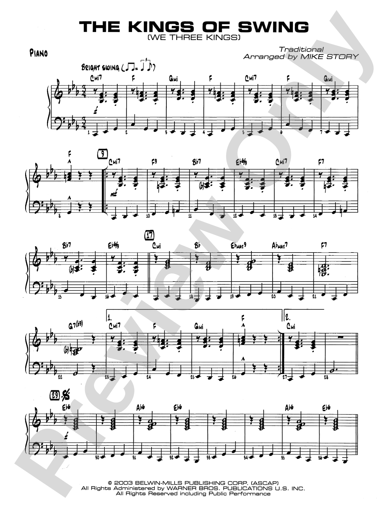 The Kings of Swing (We Three Kings): Piano Accompaniment