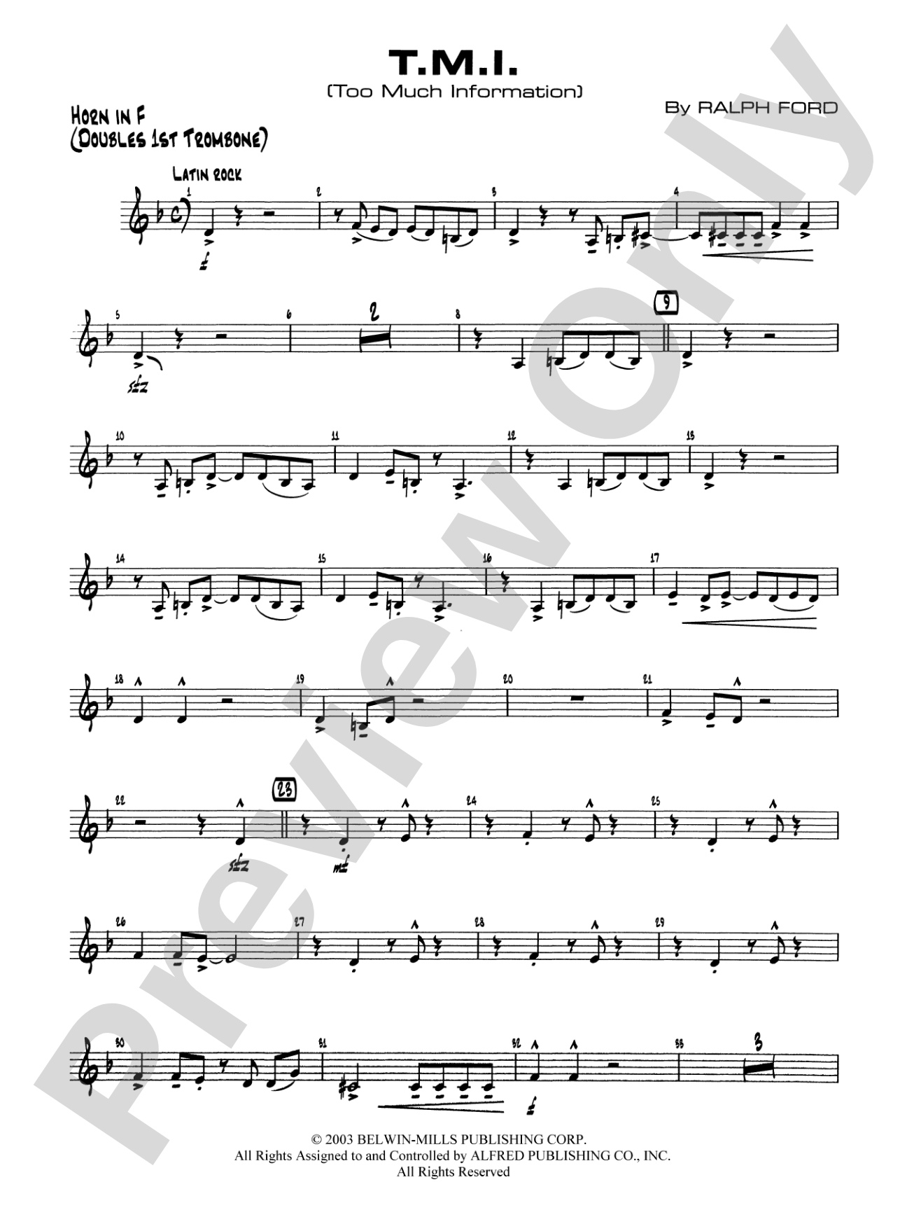 T.M.I. (Too Much Information): 1st F Horn