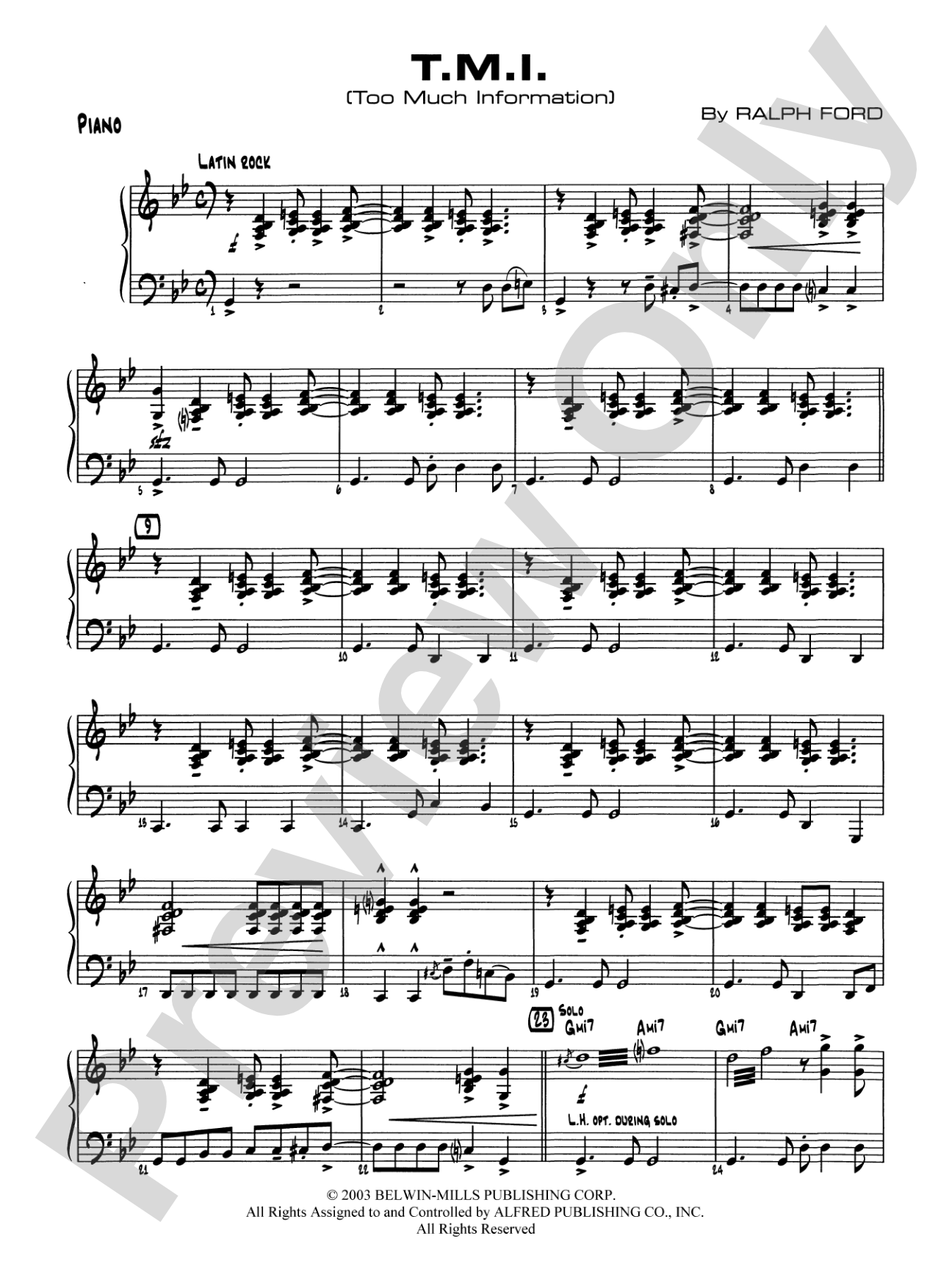 T.M.I. (Too Much Information): Piano Accompaniment