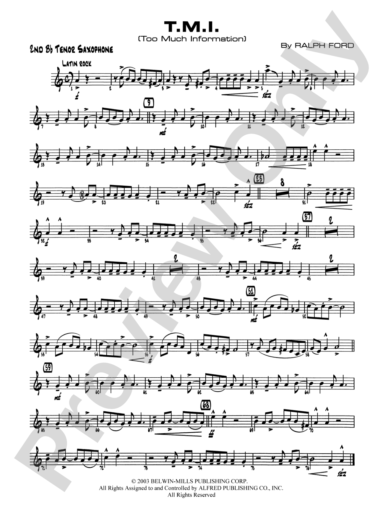 T.M.I. (Too Much Information): 2nd B-flat Tenor Saxophone