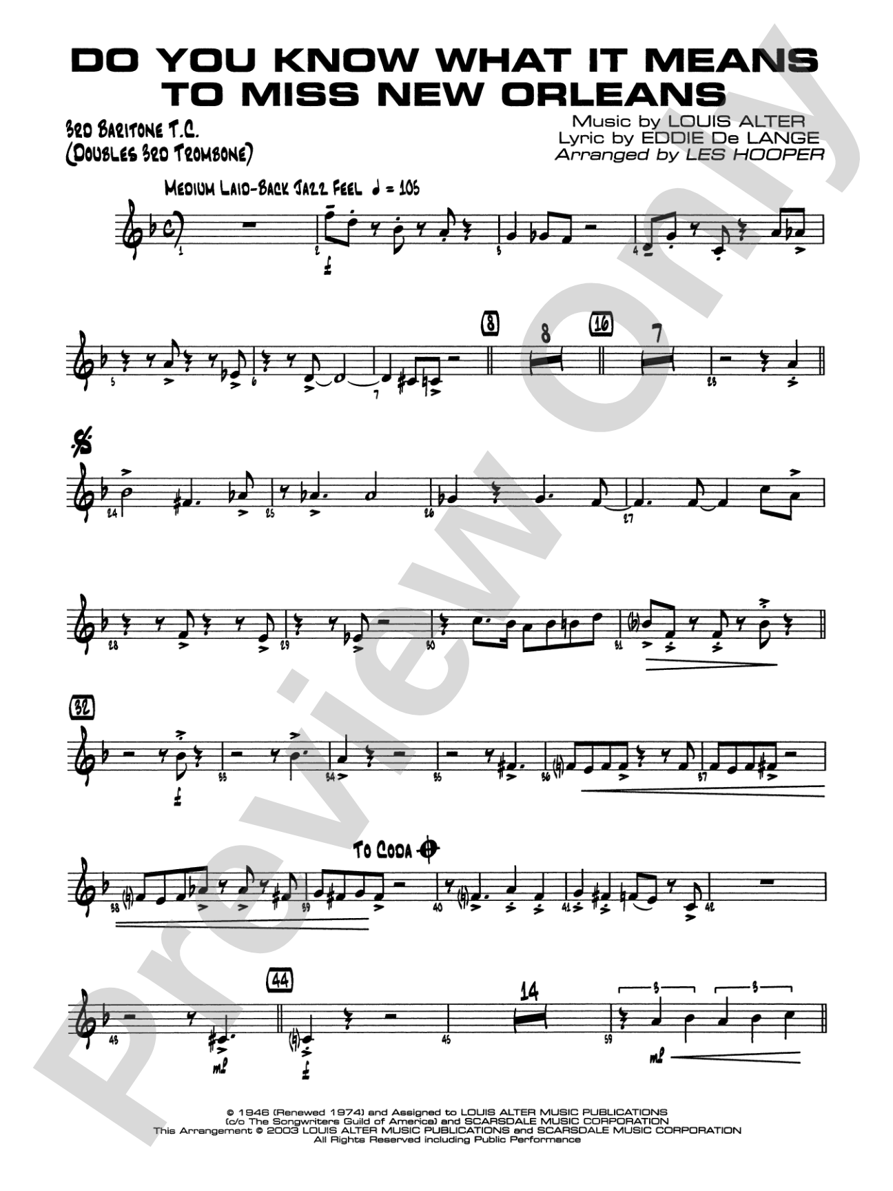 Do You Know What It Means to Miss New Orleans: 3rd Baritone T.C.