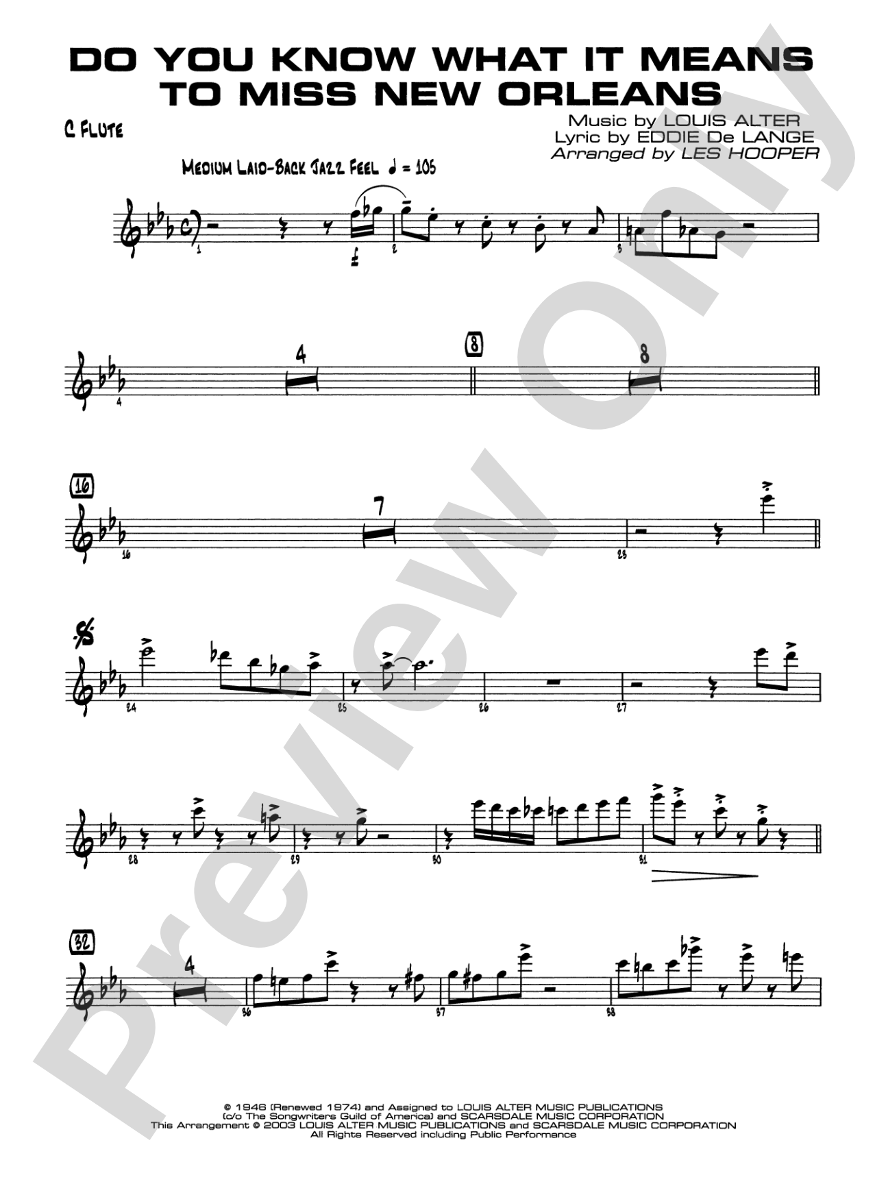 Do You Know What It Means to Miss New Orleans: Flute
