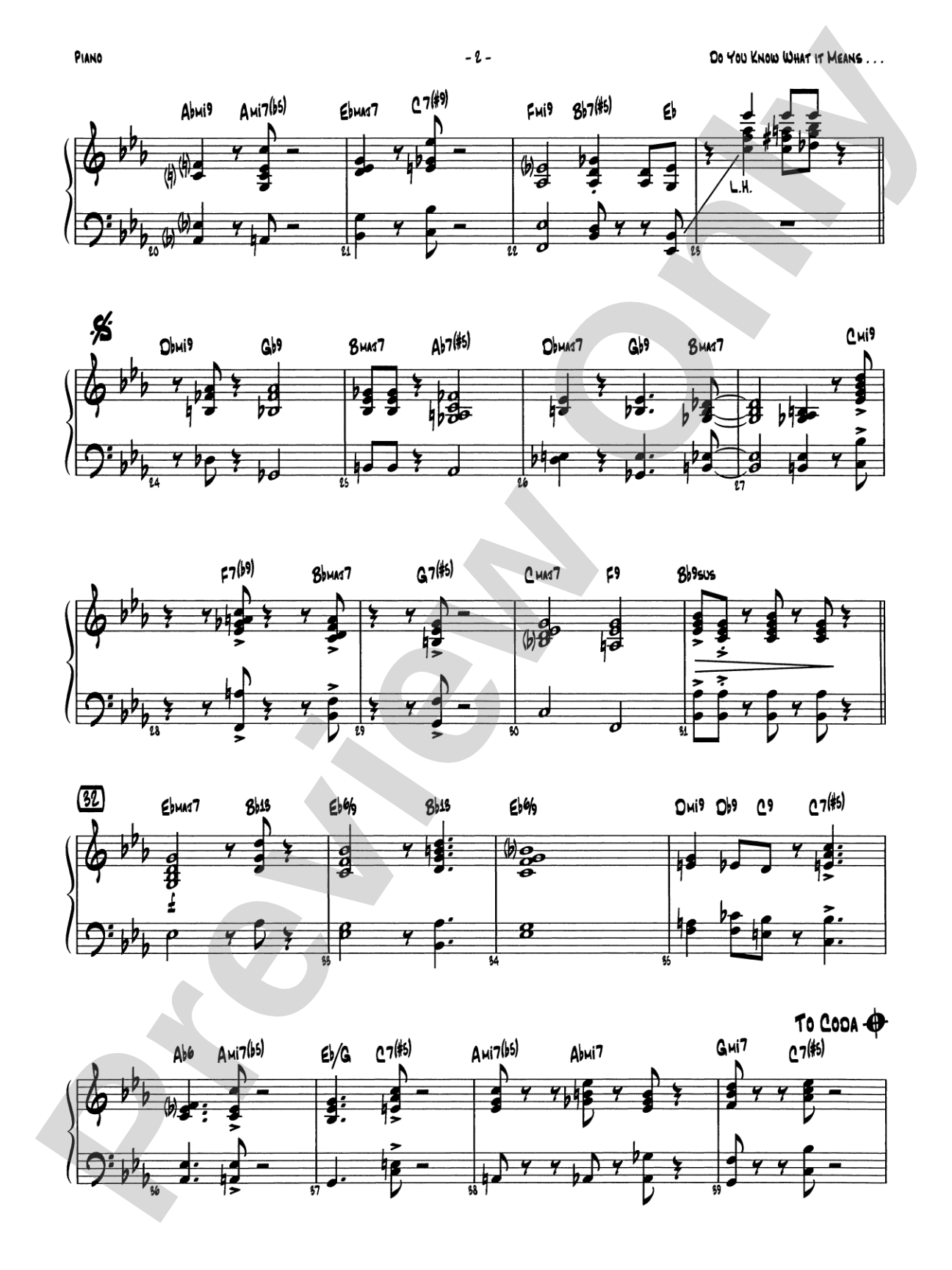 Do You Know What It Means to Miss New Orleans: Piano Accompaniment