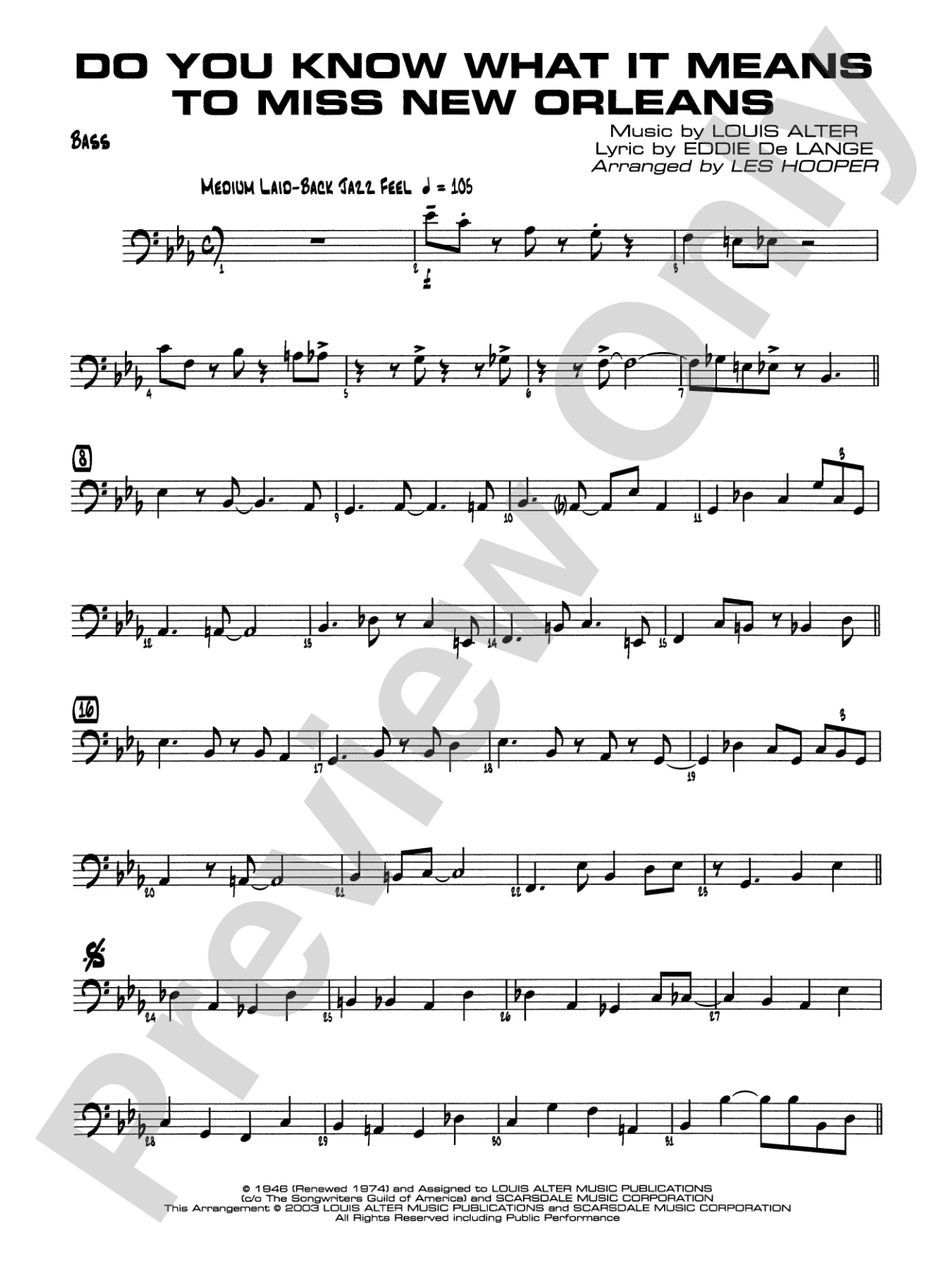 Do You Know What It Means to Miss New Orleans: String Bass