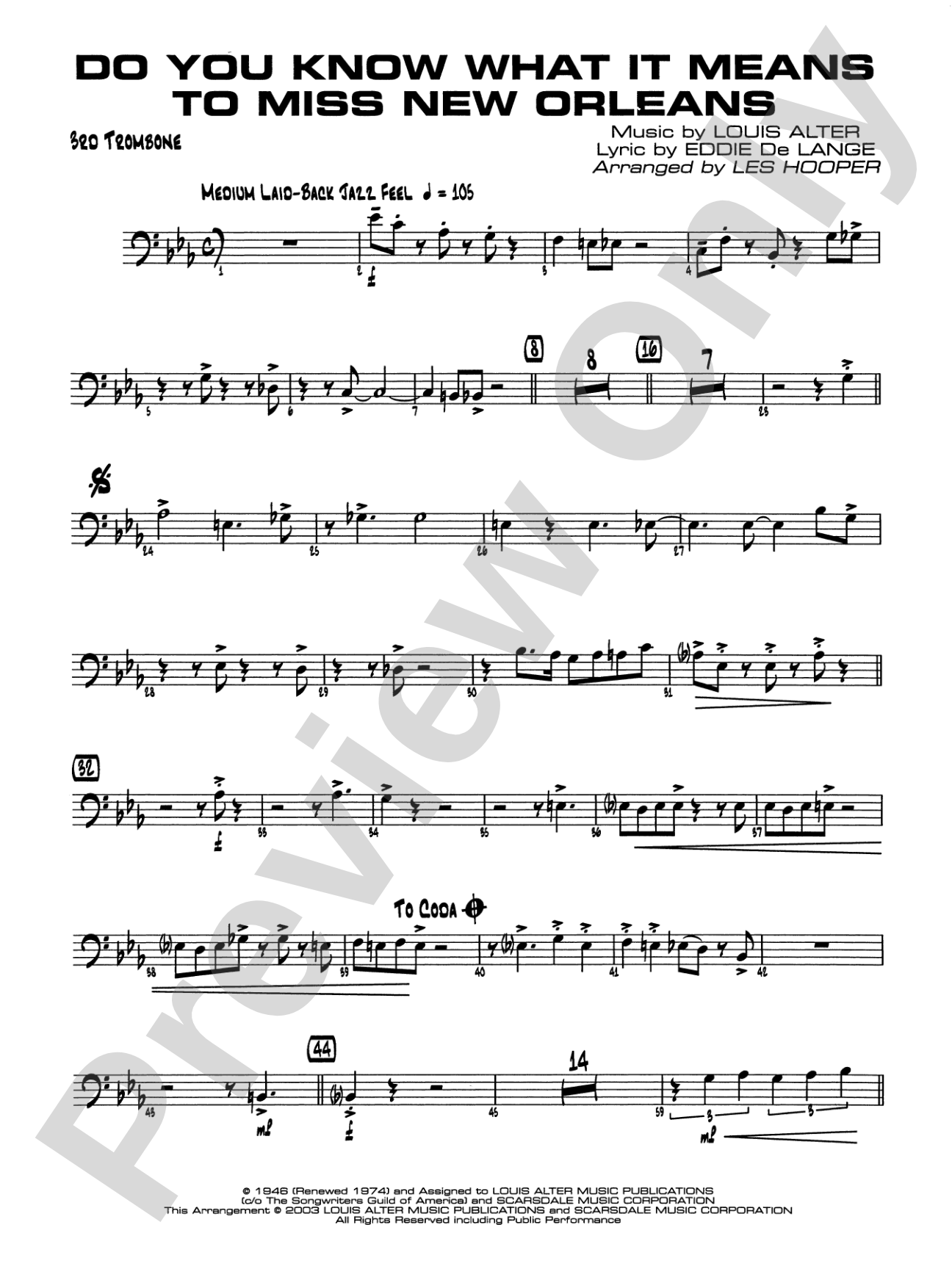 Do You Know What It Means to Miss New Orleans: 3rd Trombone