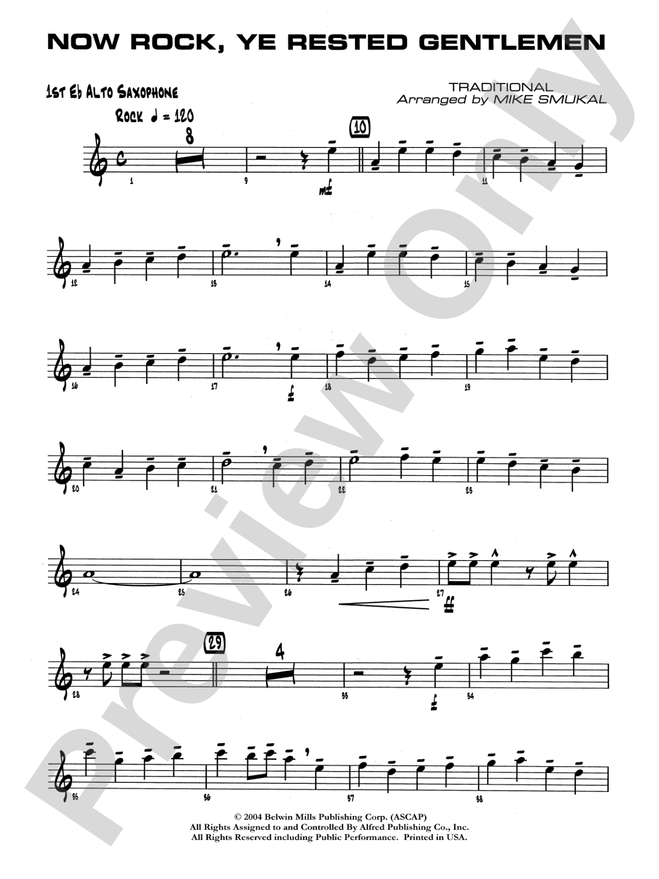 Now Rock, Ye Rested Gentlemen: E-flat Alto Saxophone