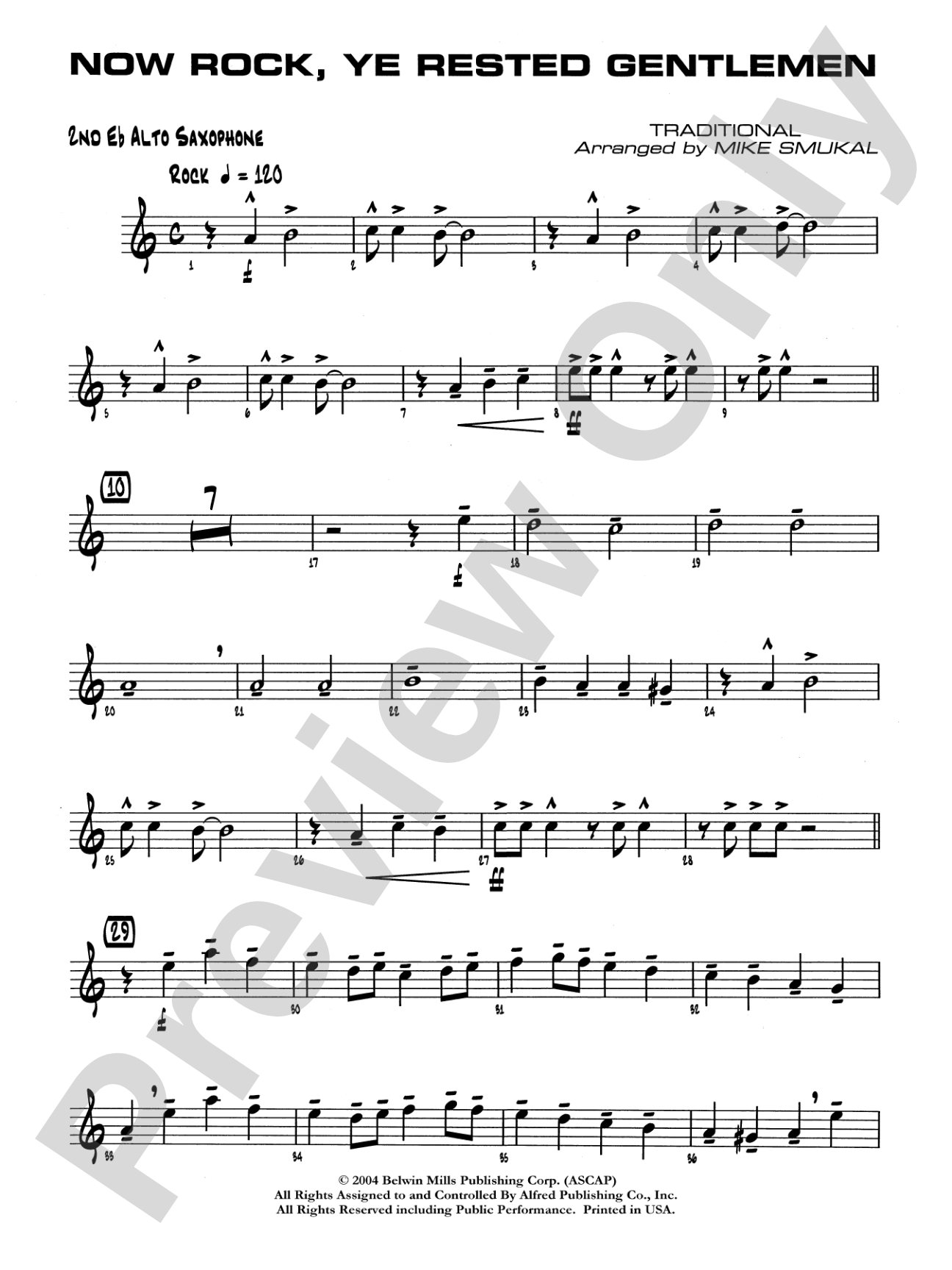 Now Rock, Ye Rested Gentlemen: 2nd E-flat Alto Saxophone