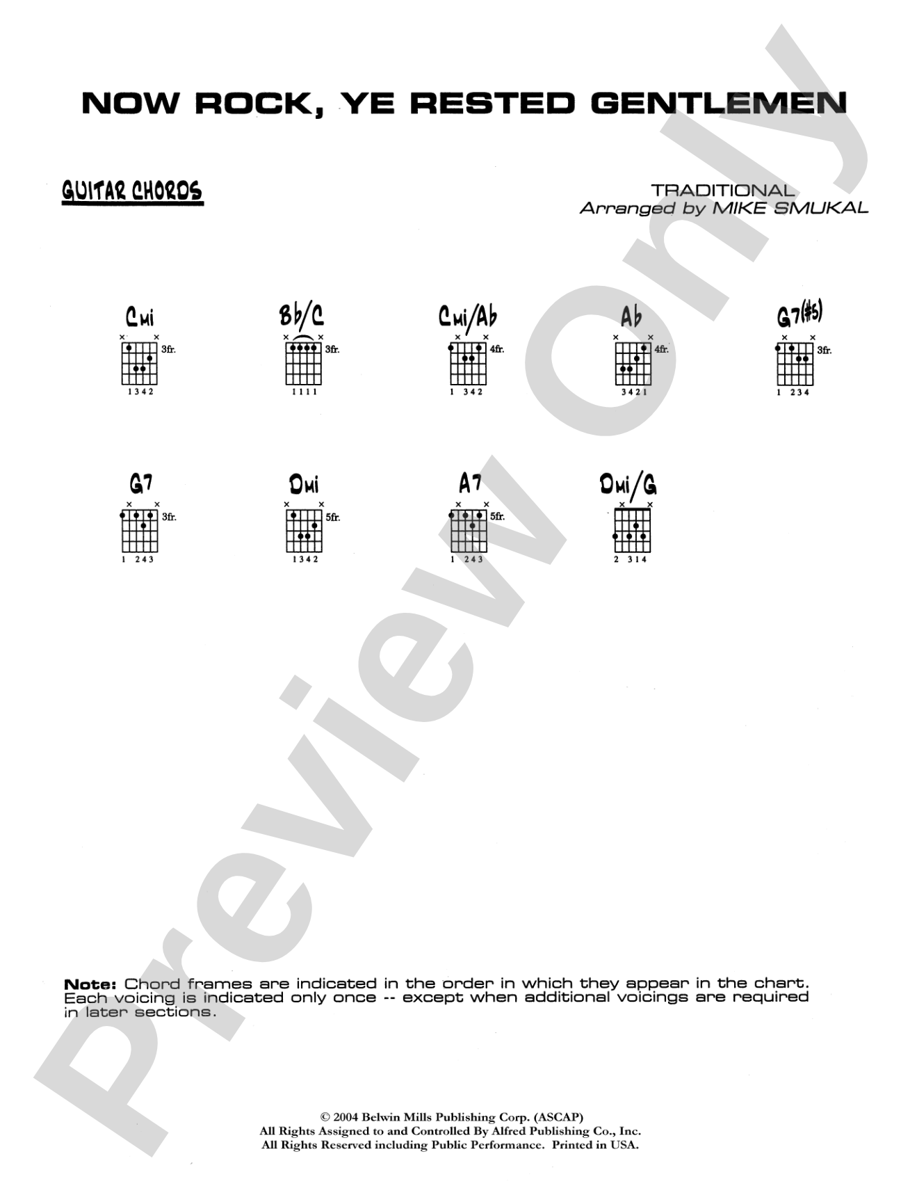 Now Rock, Ye Rested Gentlemen: Guitar Chords