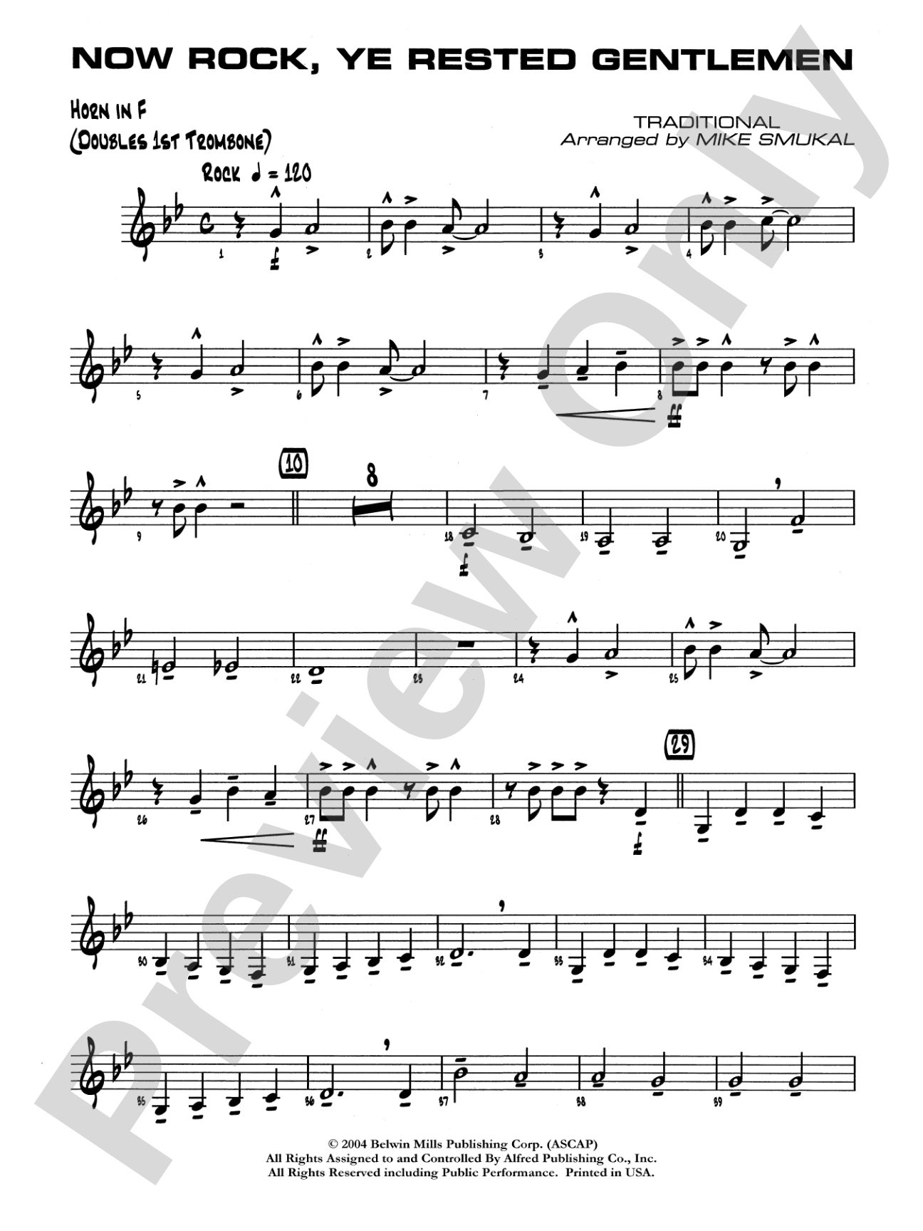 Now Rock, Ye Rested Gentlemen: 1st F Horn