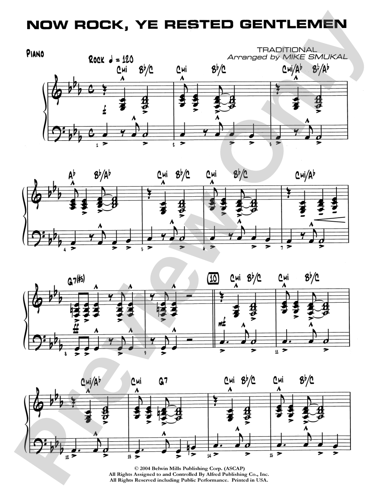 Now Rock, Ye Rested Gentlemen: Piano Accompaniment