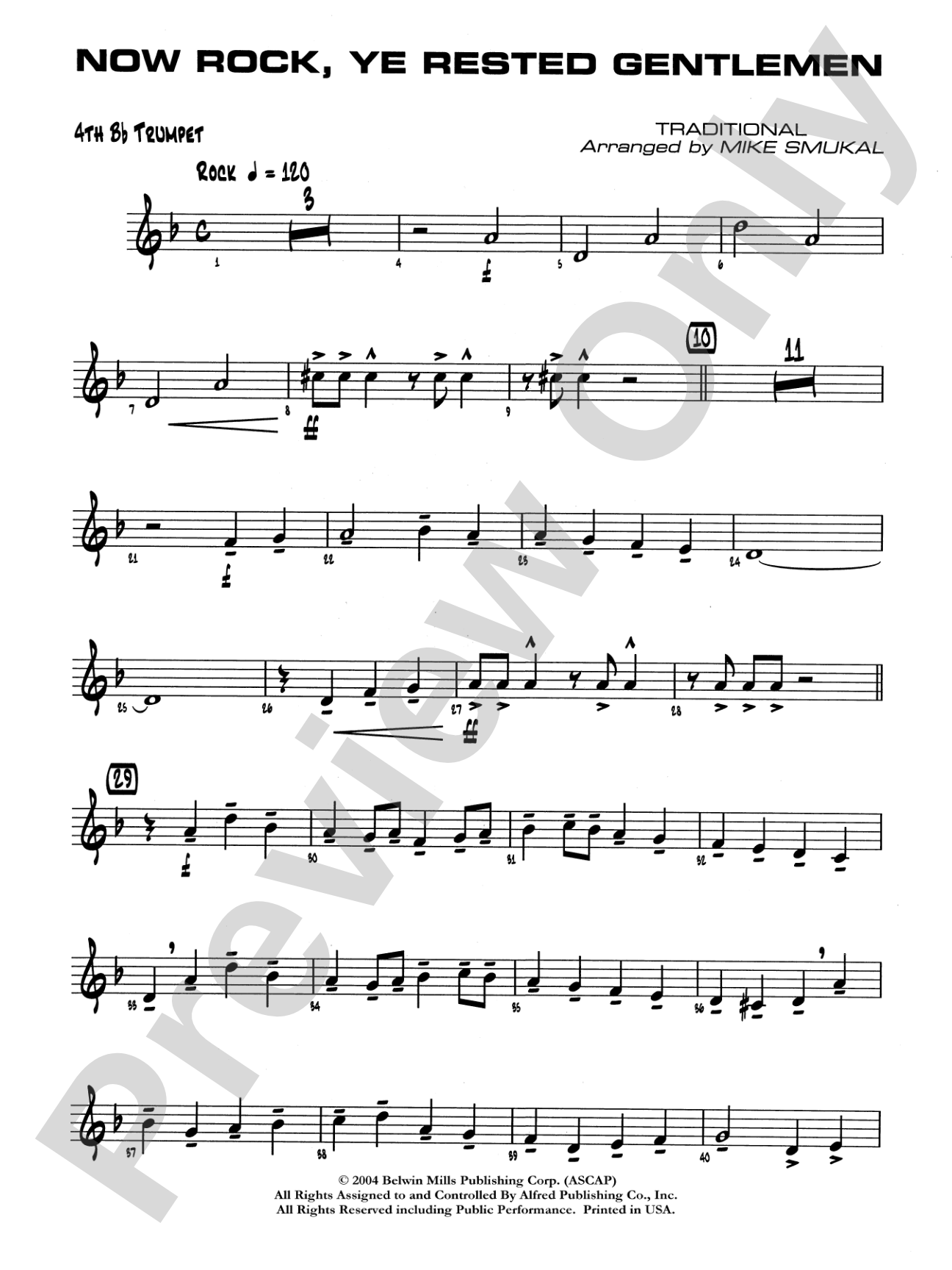 Now Rock, Ye Rested Gentlemen: 4th B-flat Trumpet