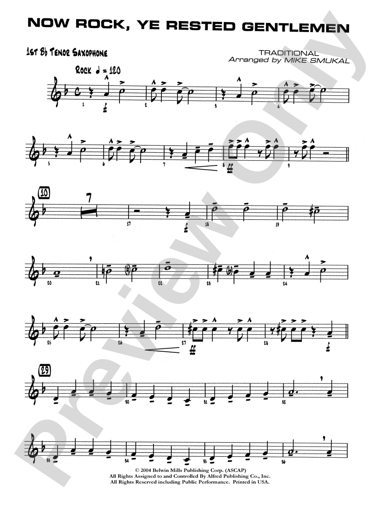 Now Rock, Ye Rested Gentlemen: B-flat Tenor Saxophone