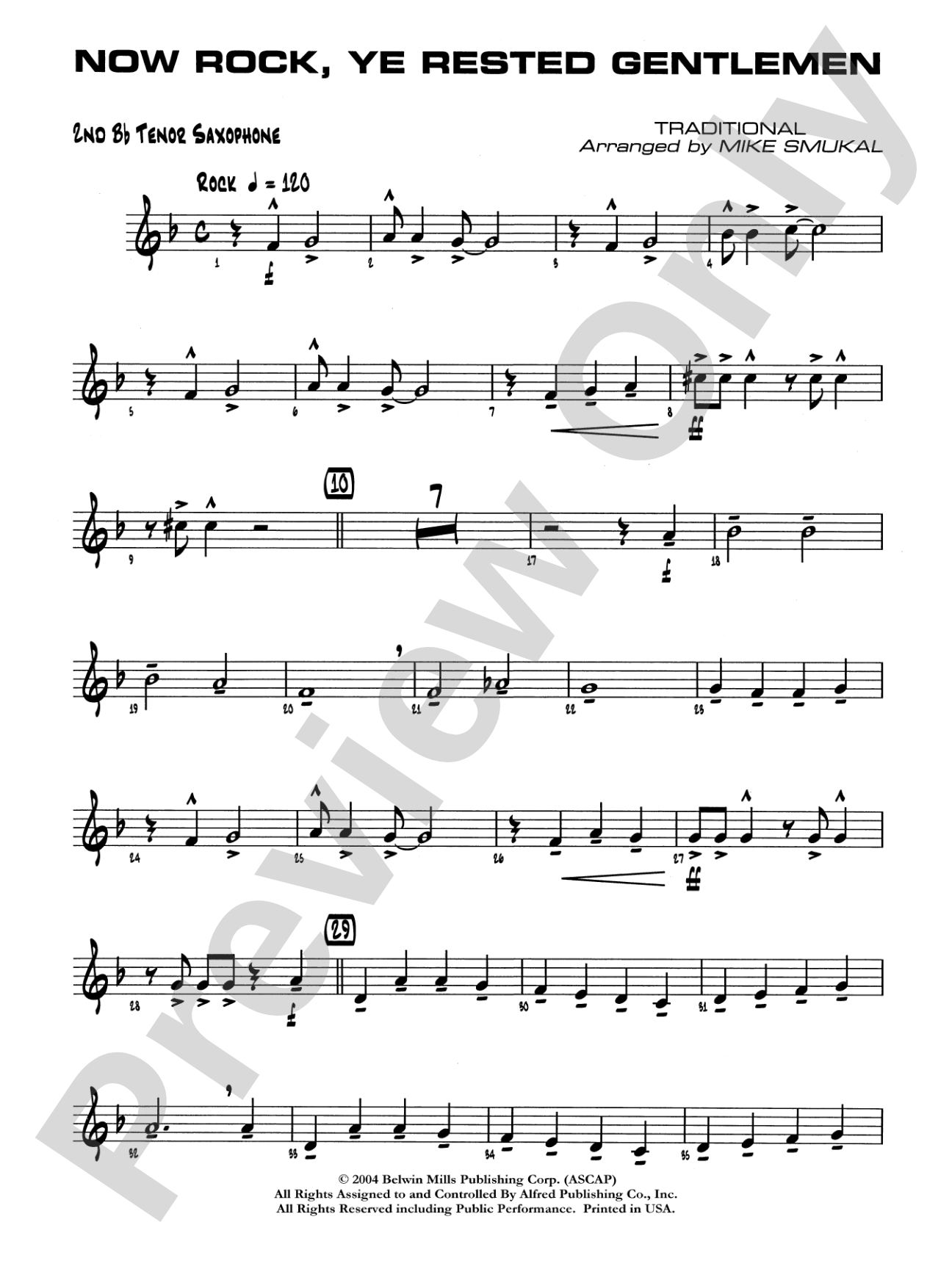 Now Rock, Ye Rested Gentlemen: 2nd B-flat Tenor Saxophone