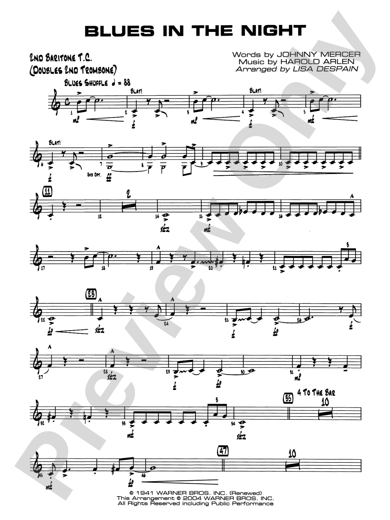 Blues in the Night: 2nd Baritone T.C.