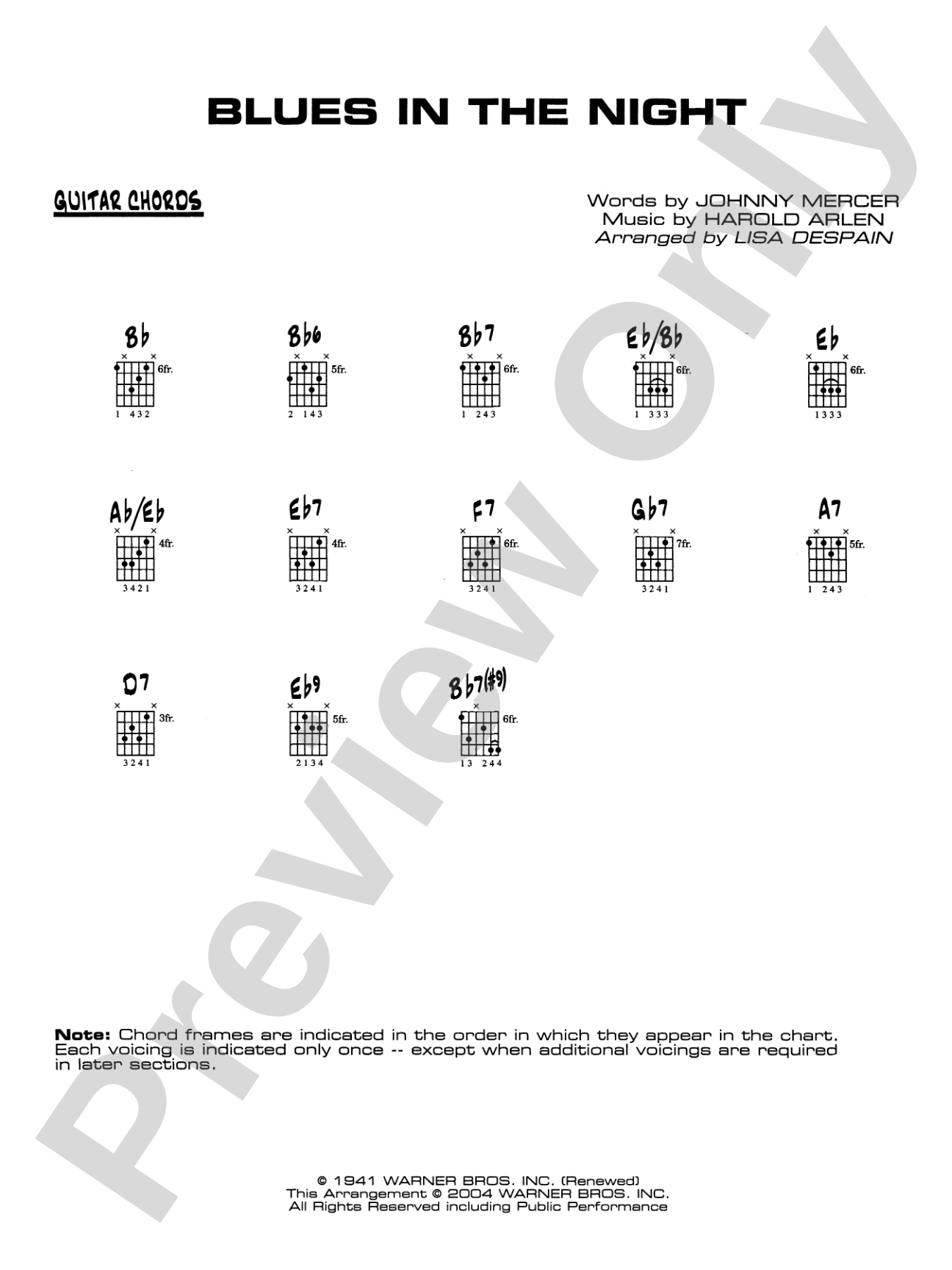 Blues in the Night: Guitar Chords