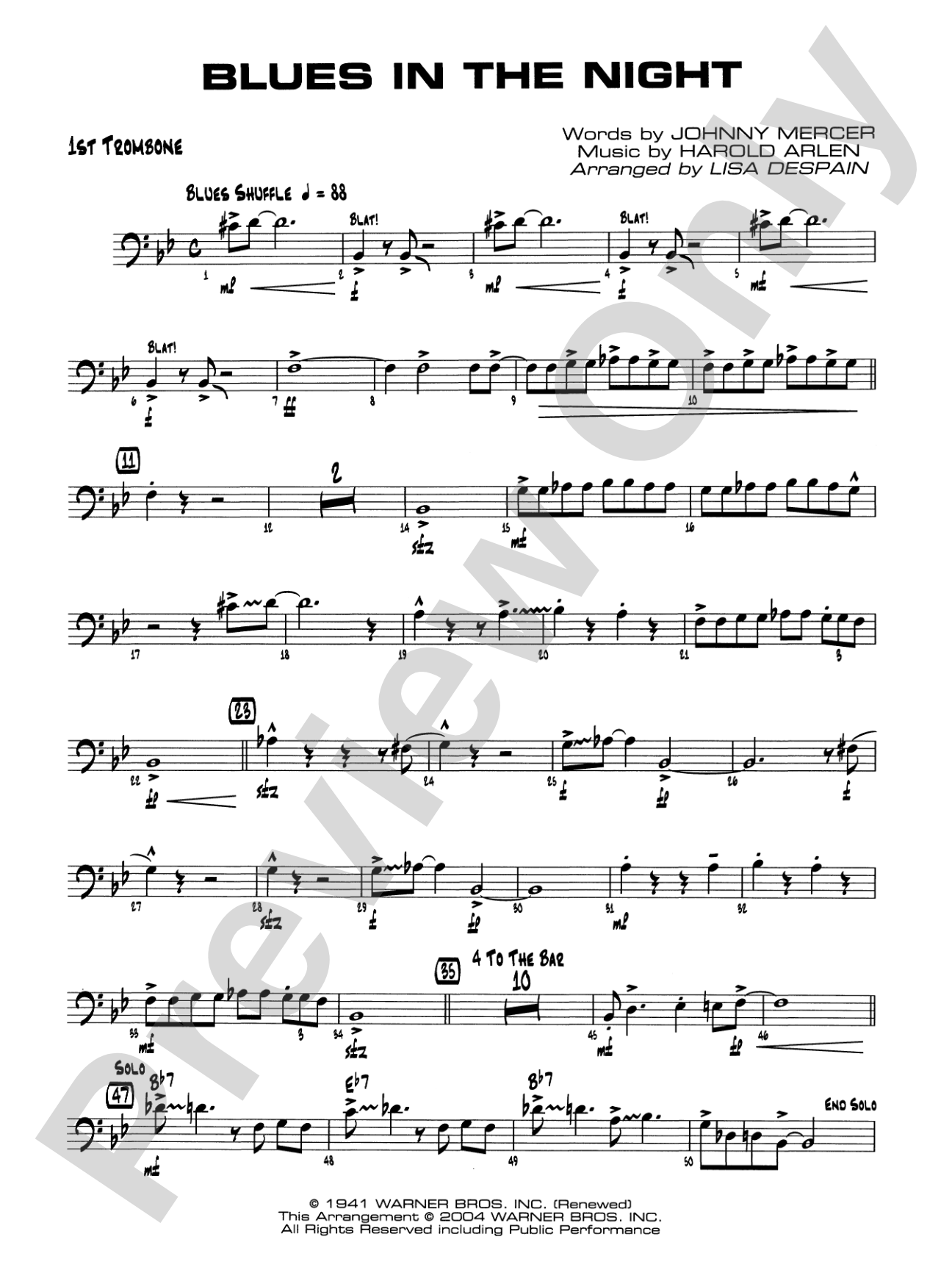 Blues in the Night: 1st Trombone