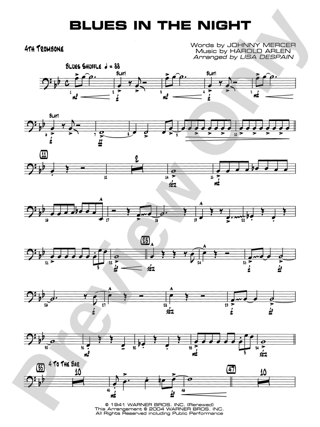 Blues in the Night: 4th Trombone