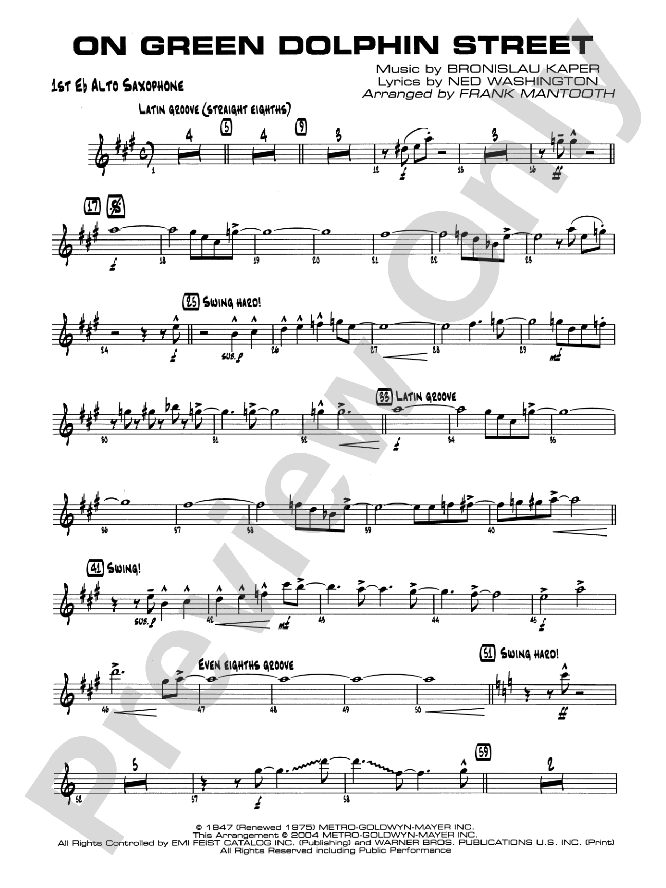 On Green Dolphin Street: E-flat Alto Saxophone