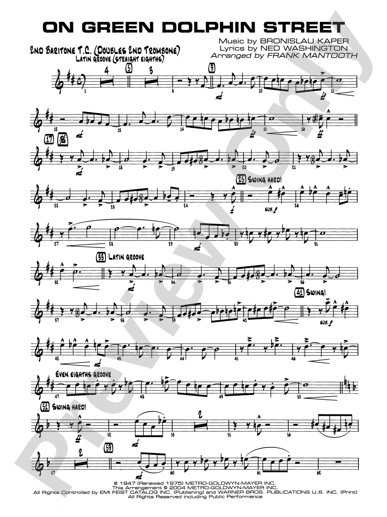 On Green Dolphin Street: 2nd Baritone T.C.