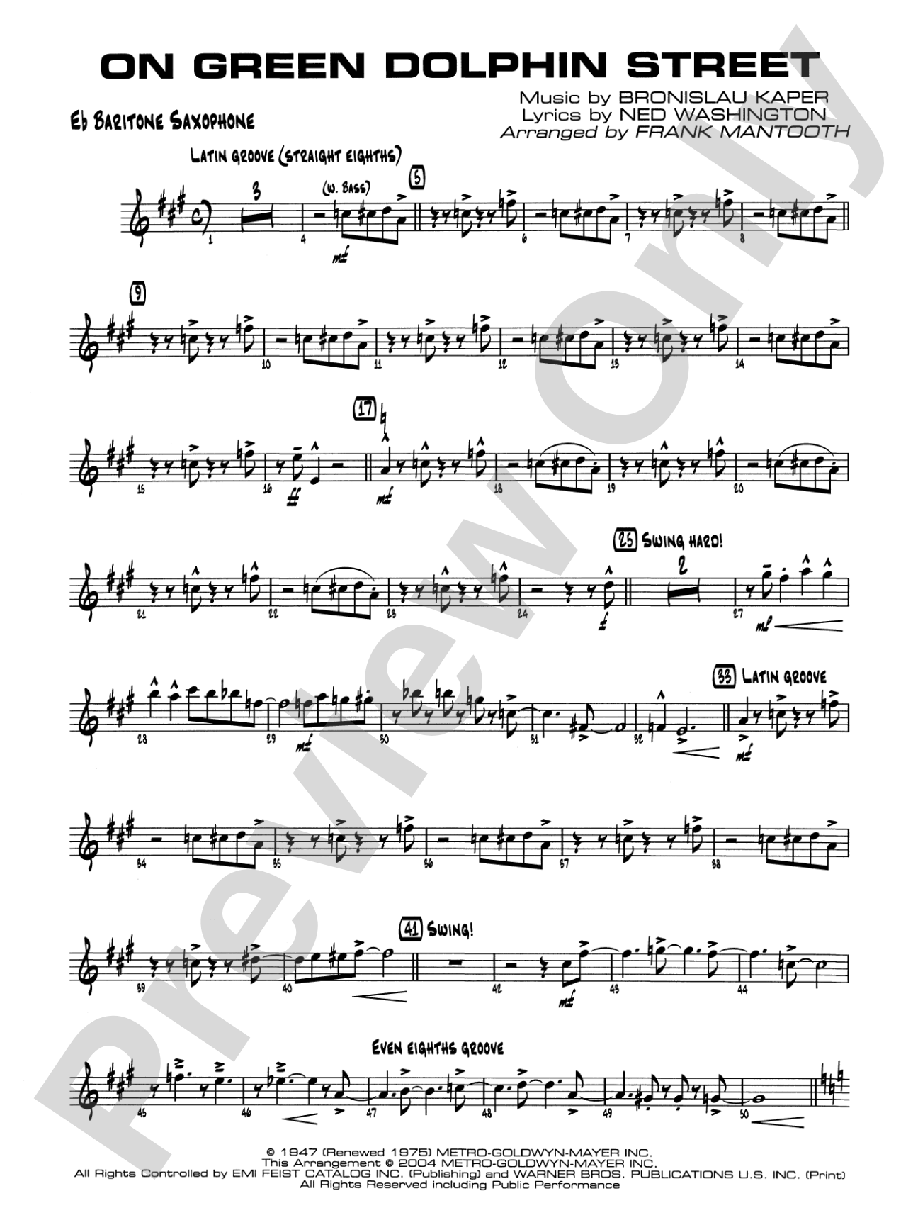 On Green Dolphin Street: E-flat Baritone Saxophone