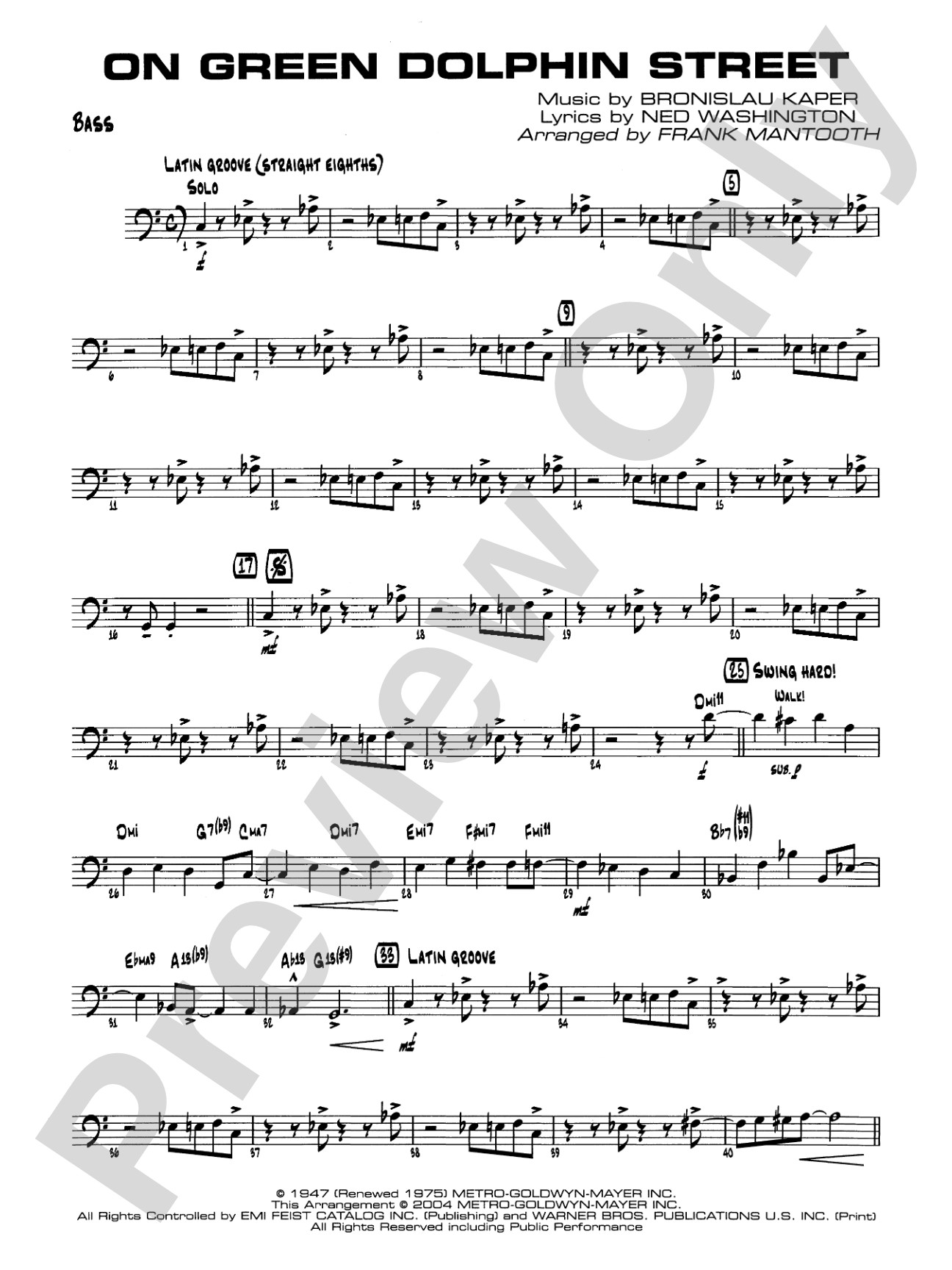 On Green Dolphin Street: String Bass
