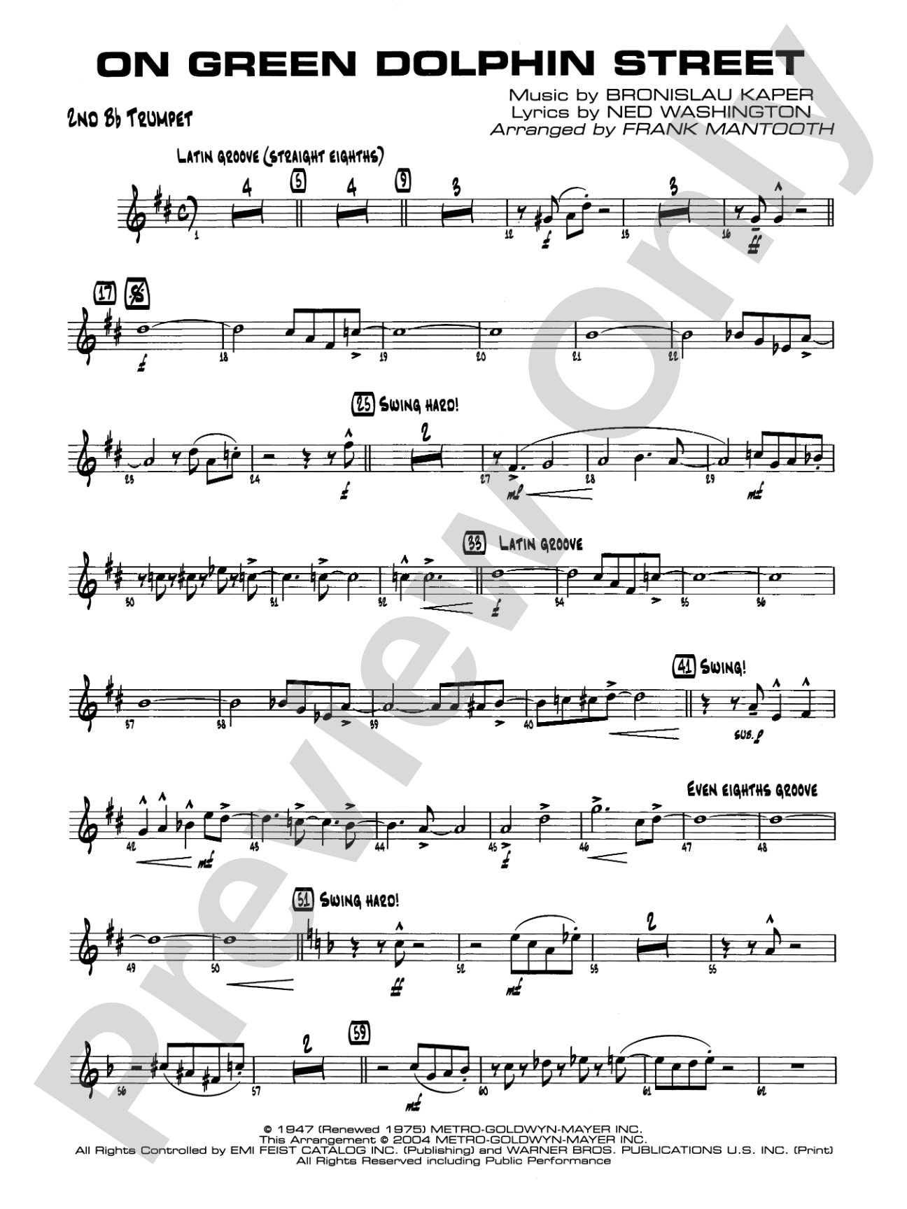 On Green Dolphin Street: 2nd B-flat Trumpet