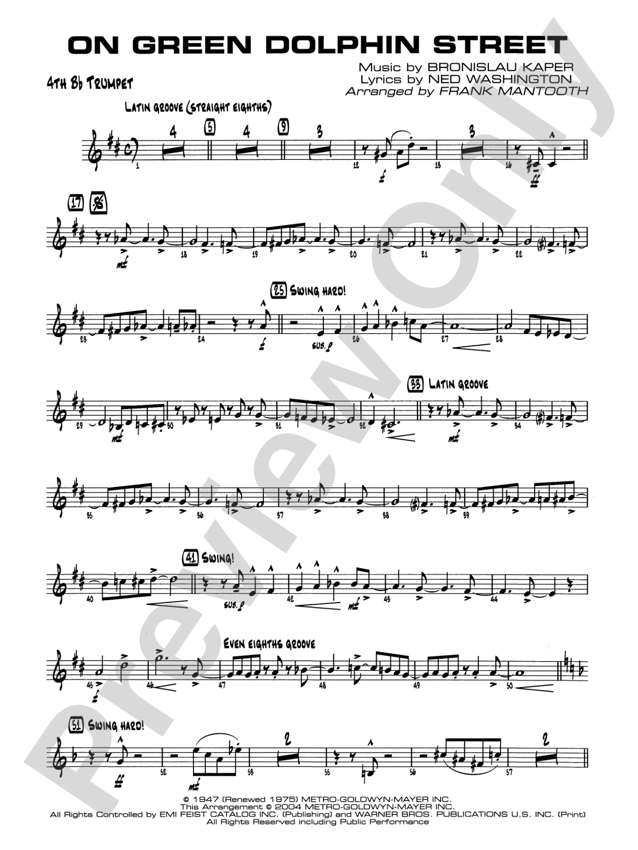 On Green Dolphin Street: 4th B-flat Trumpet