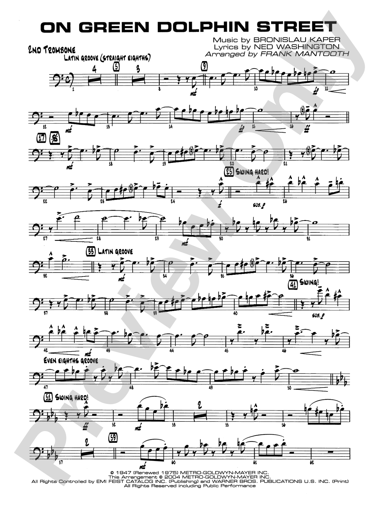 On Green Dolphin Street: 2nd Trombone