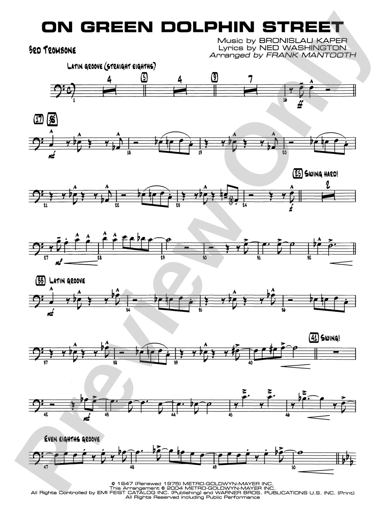 On Green Dolphin Street: 3rd Trombone