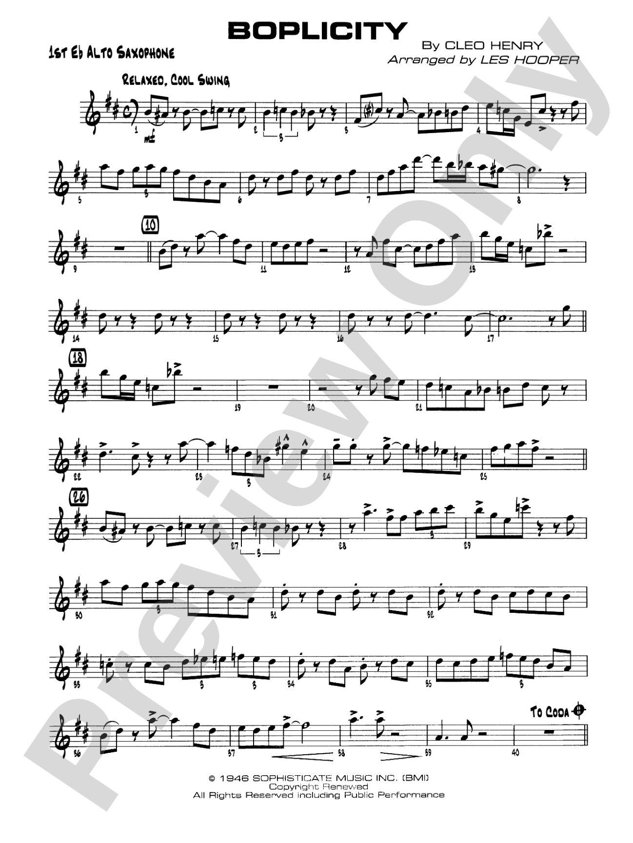 Boplicity: E-flat Alto Saxophone