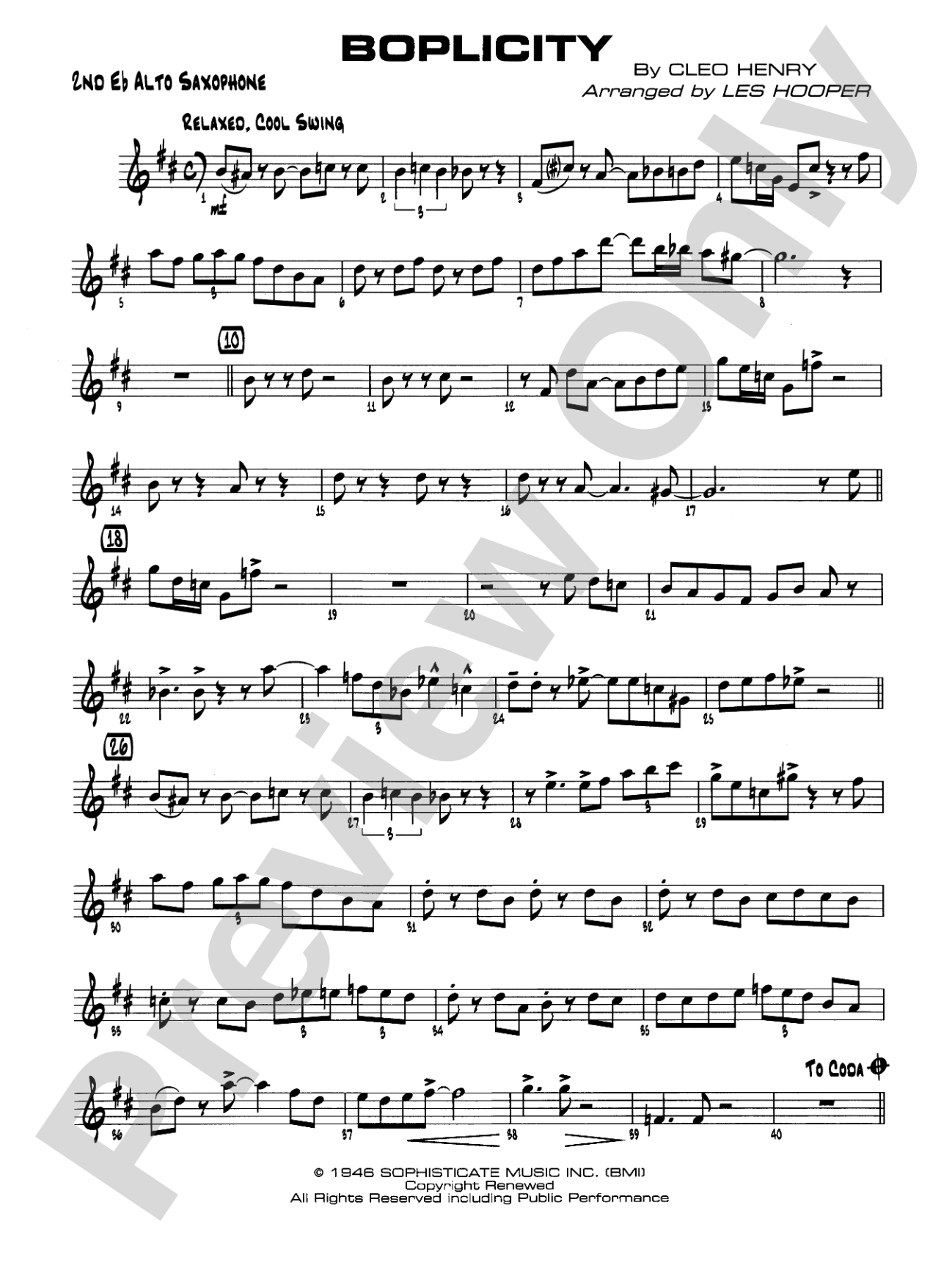 Boplicity: 2nd E-flat Alto Saxophone