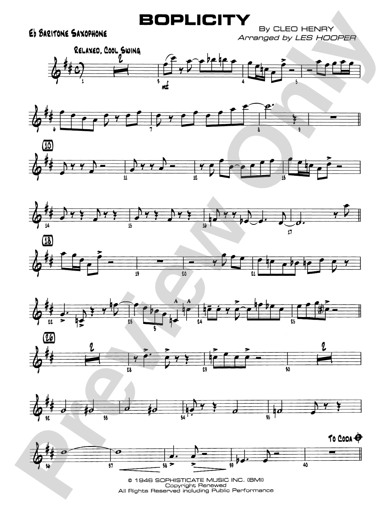 Boplicity: E-flat Baritone Saxophone