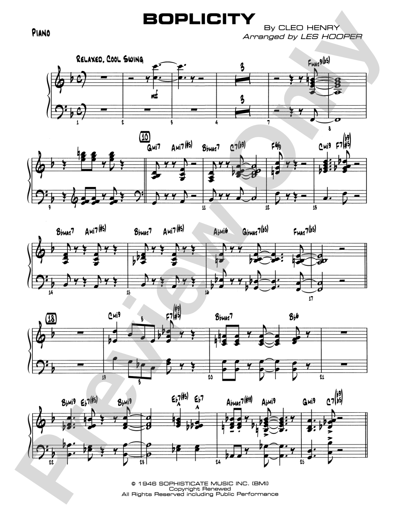 Boplicity: Piano Accompaniment
