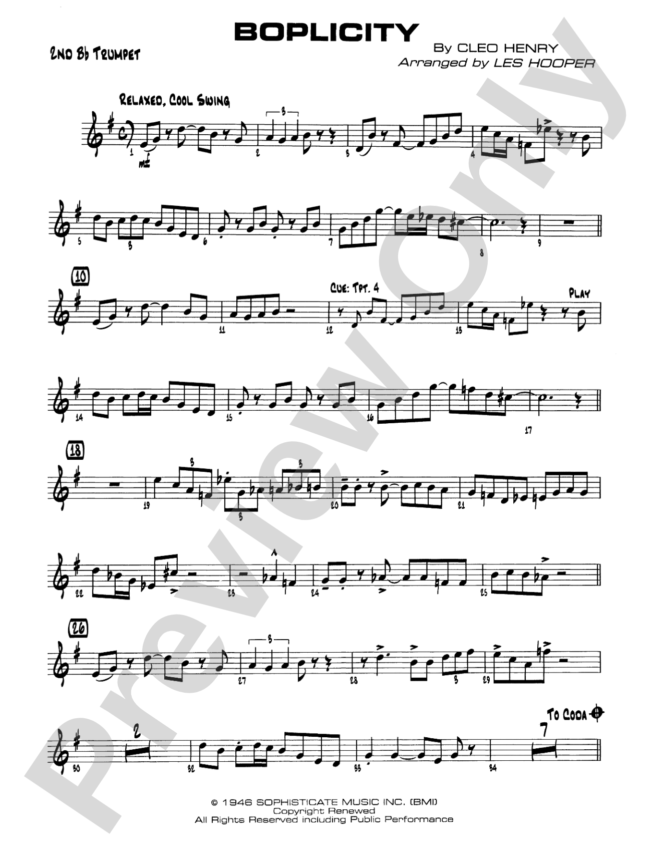 Boplicity: 2nd B-flat Trumpet