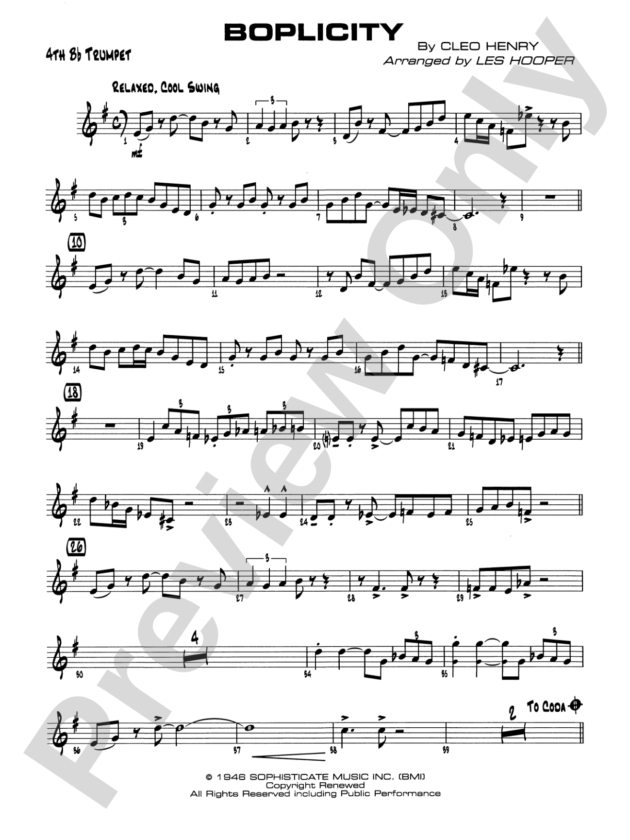 Boplicity: 4th B-flat Trumpet