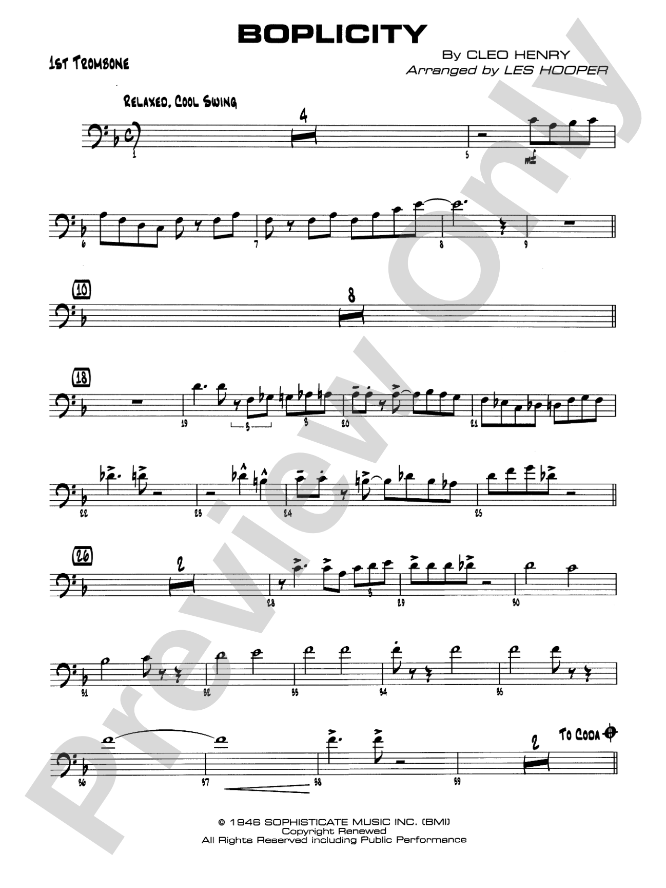 Boplicity: 1st Trombone