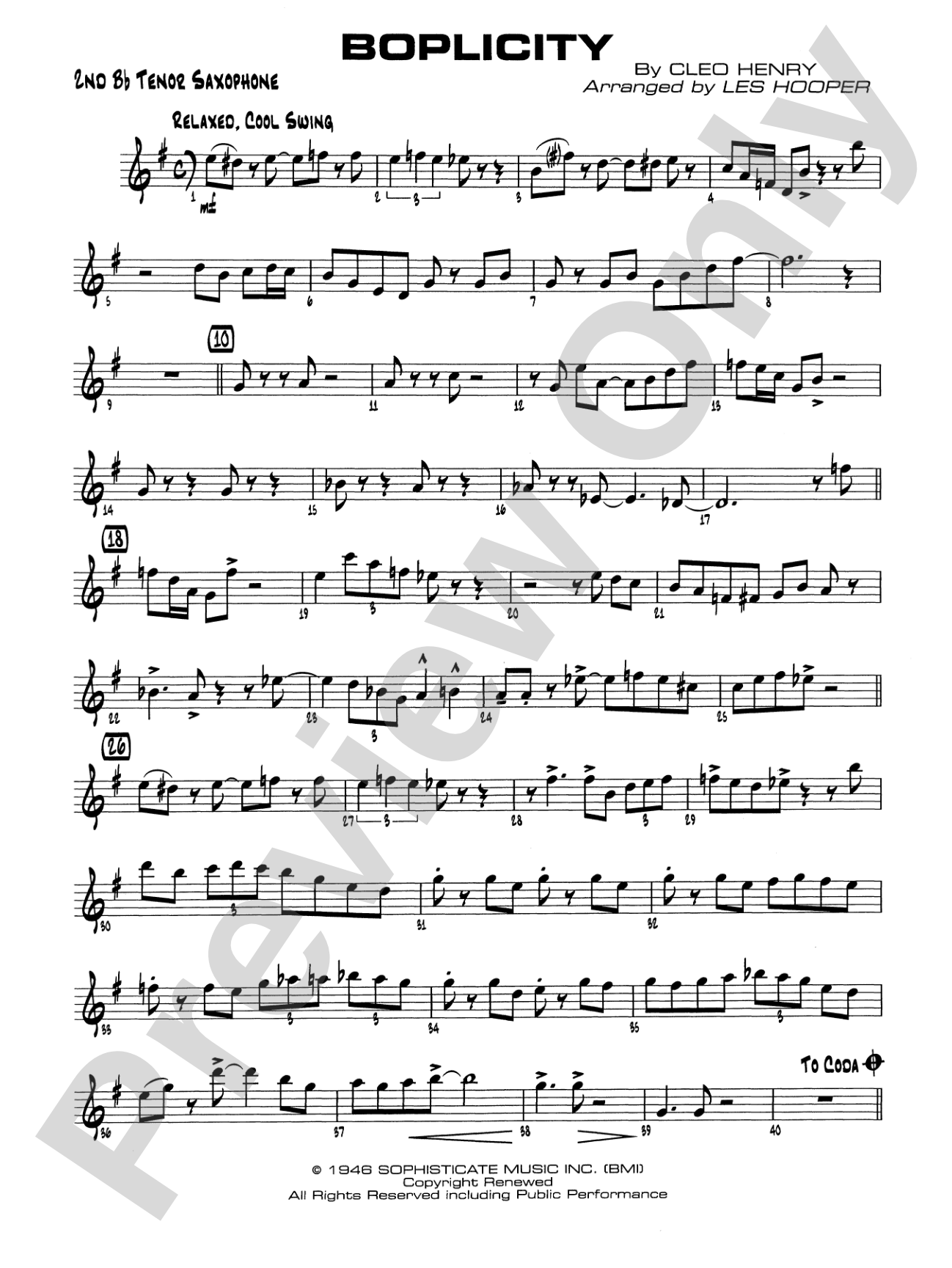 Boplicity: 2nd B-flat Tenor Saxophone
