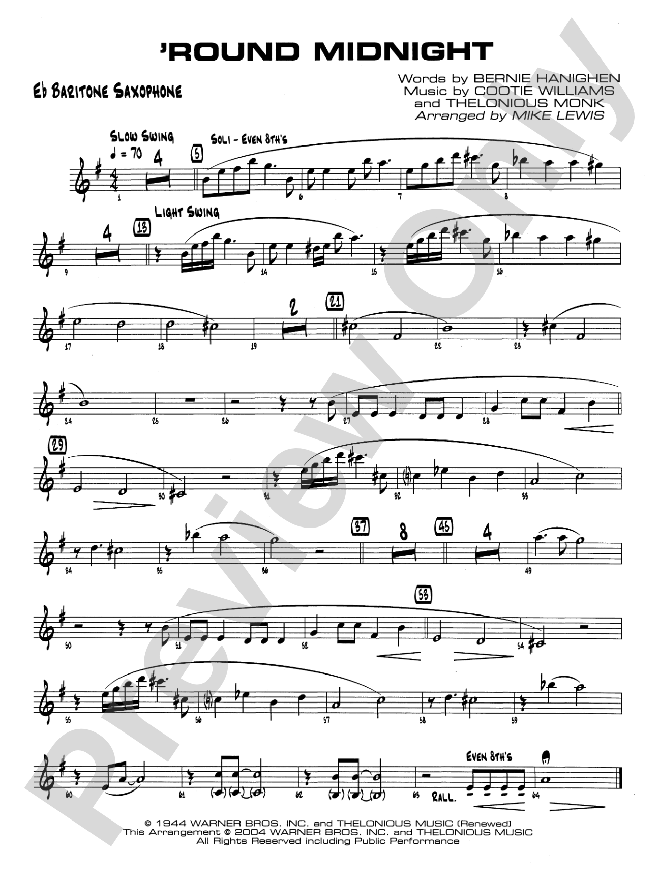 'Round Midnight: E-flat Baritone Saxophone