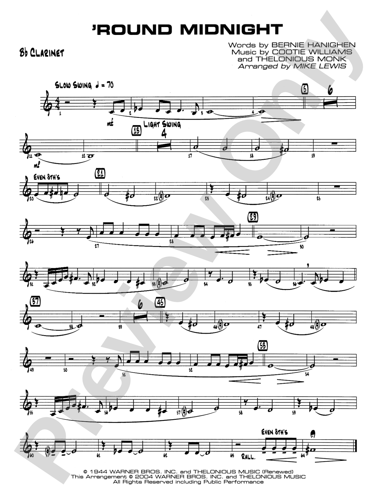 'Round Midnight: 1st B-flat Clarinet